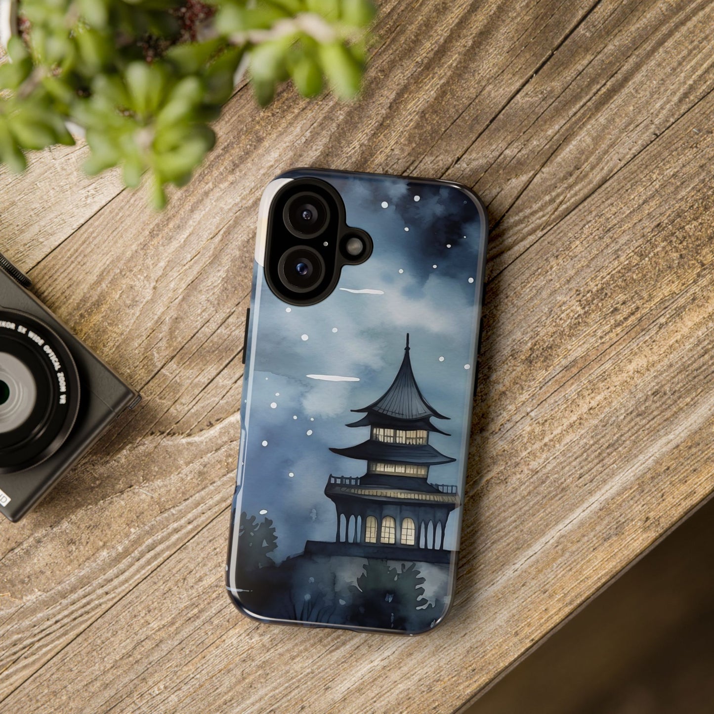 Winter Themed Phone Case, Night Sky Cell Phone Cover, Cozy Snowy Scene, Gift for Nature Lovers, Customizable Case