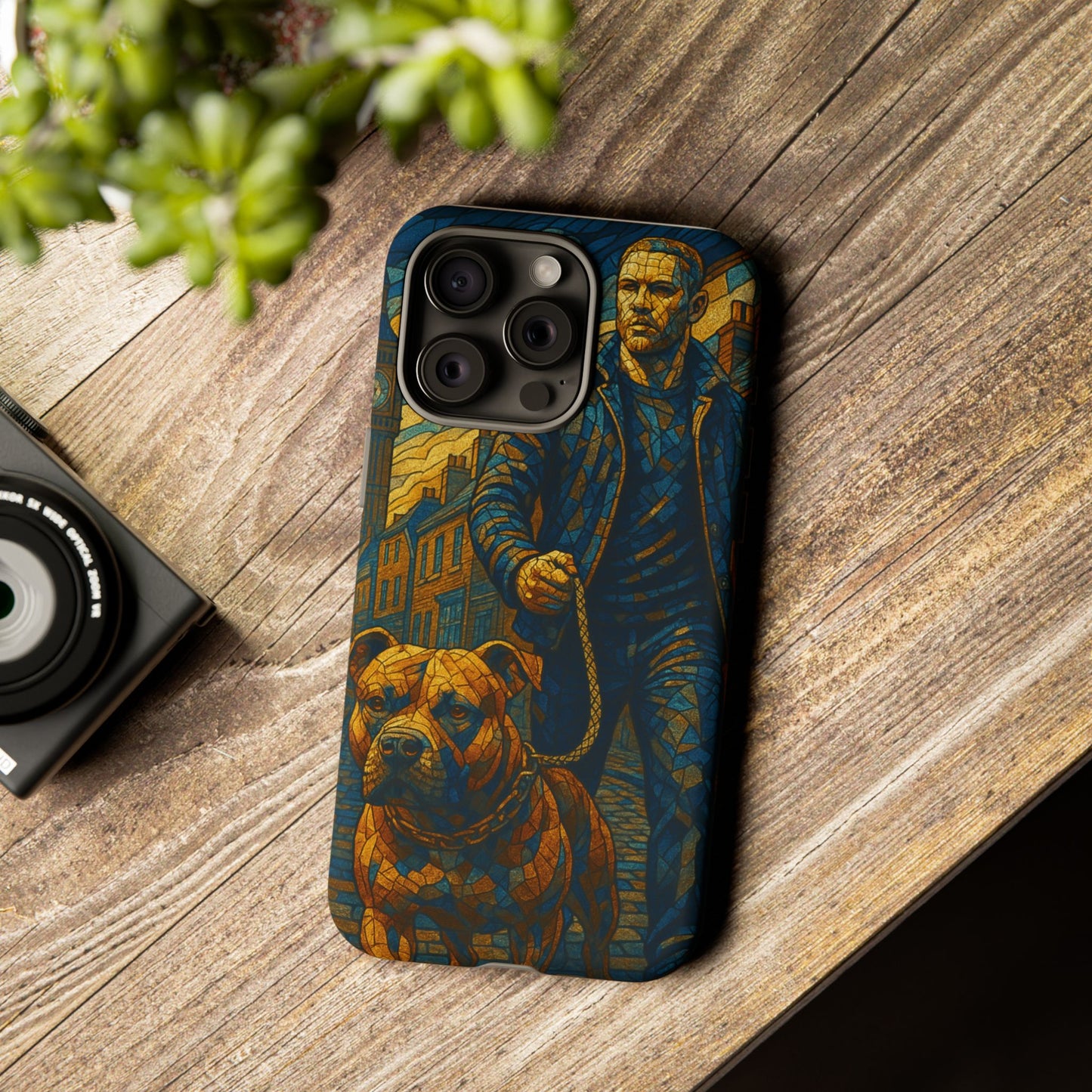 Bold Art Phone Case - Tough Cases for Dog Lovers, Unique Gift for Pet Owners, Phone Accessories for Him, Vibrant Dog Design, Stylish [...]Urban Mosaic Pitbull iPhone Case