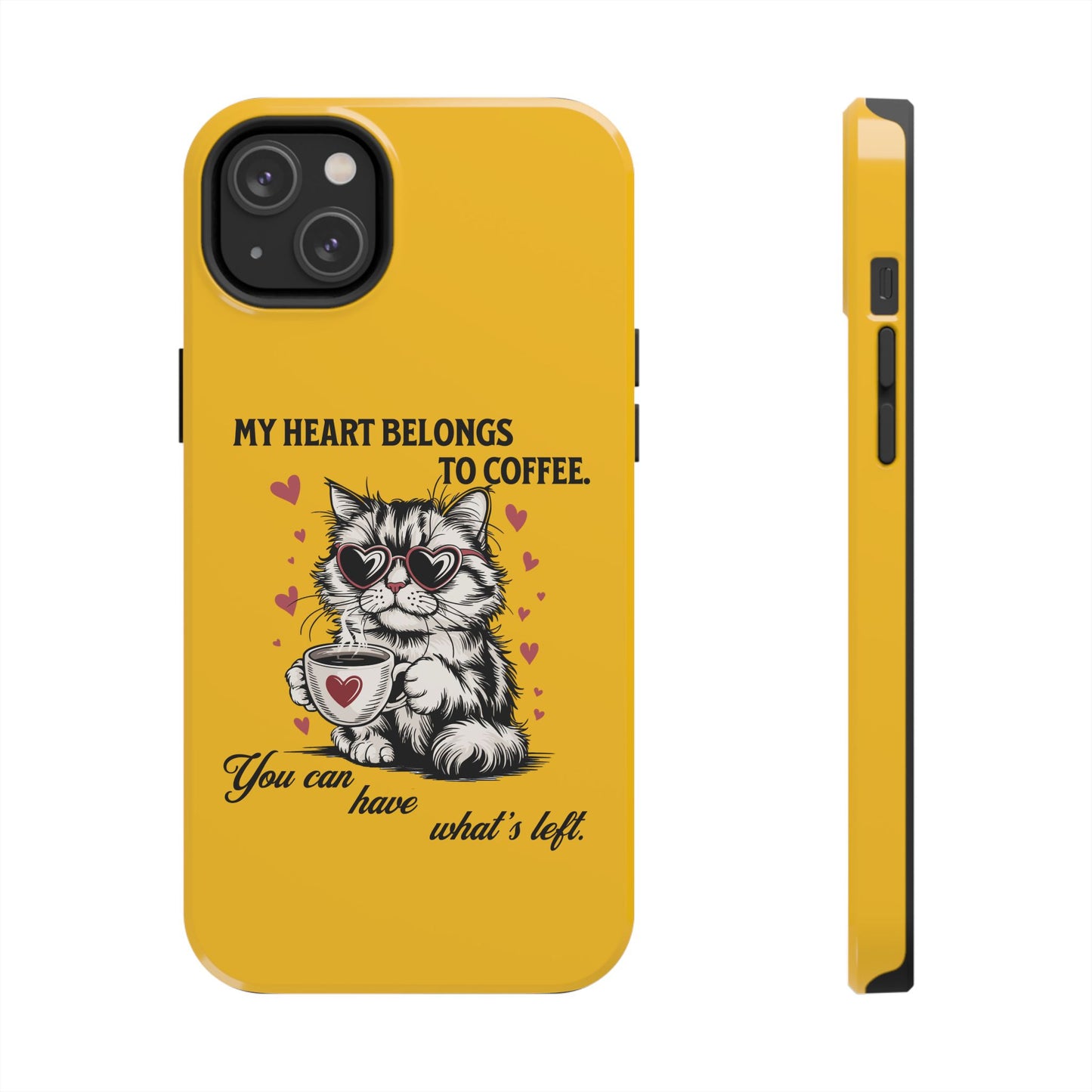 Coffee Lover Cat Phone Case - Cute Tough Phone Cover, Cat Mom Gift, Pet Lover Accessory, Coffee Addict Case, Unique Phone Protector
