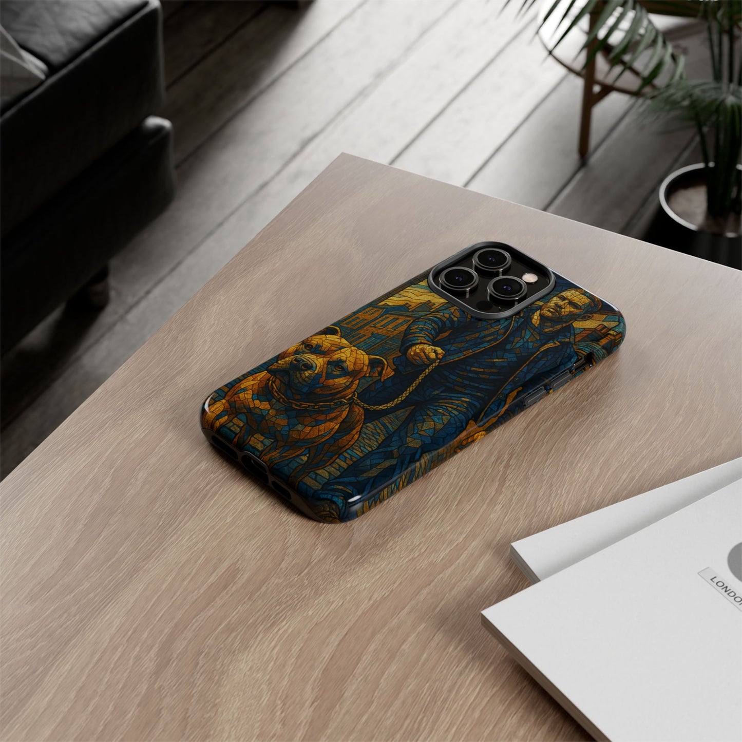 Bold Art Phone Case - Tough Cases for Dog Lovers, Unique Gift for Pet Owners, Phone Accessories for Him, Vibrant Dog Design, Stylish [...]Urban Mosaic Pitbull iPhone Case