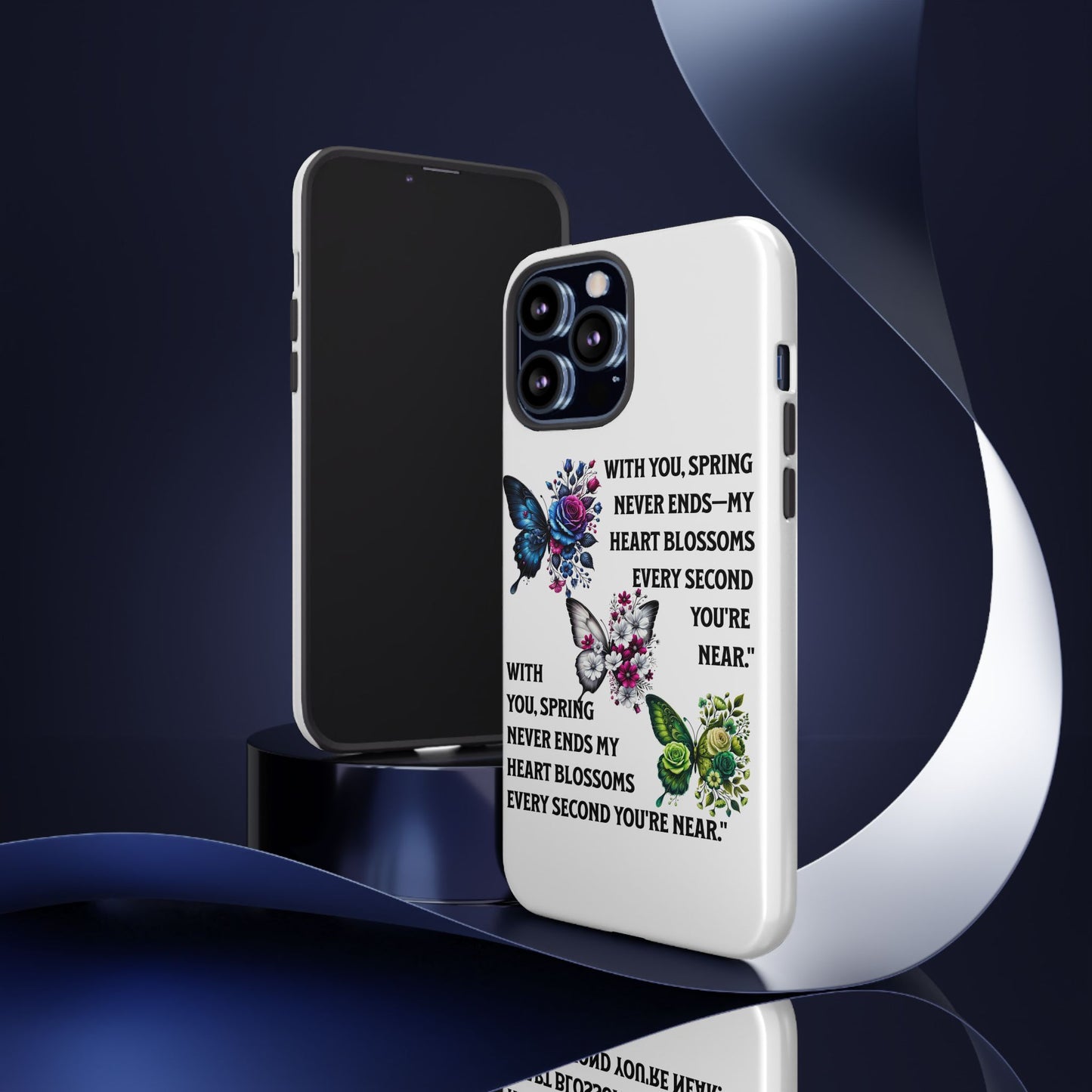 Floral Phone Case for Spring Lovers, Tough Cases, Inspirational Gift, Mother's Day Present, Floral Art Case, Butterfly Decor