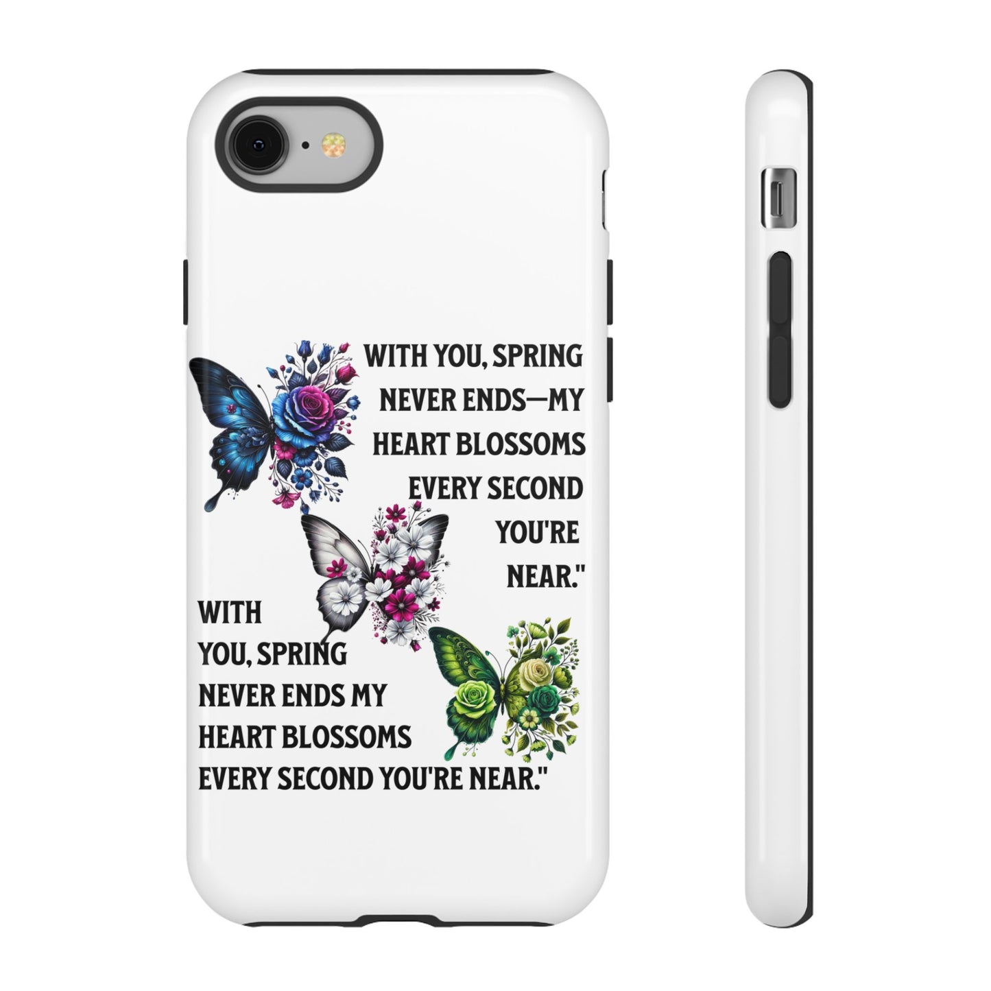 Floral Phone Case for Spring Lovers, Tough Cases, Inspirational Gift, Mother's Day Present, Floral Art Case, Butterfly Decor