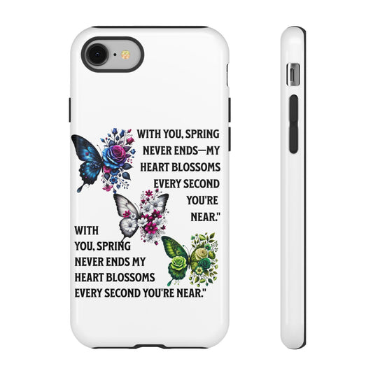 Floral Phone Case for Spring Lovers, Tough Cases, Inspirational Gift, Mother's Day Present, Floral Art Case, Butterfly Decor