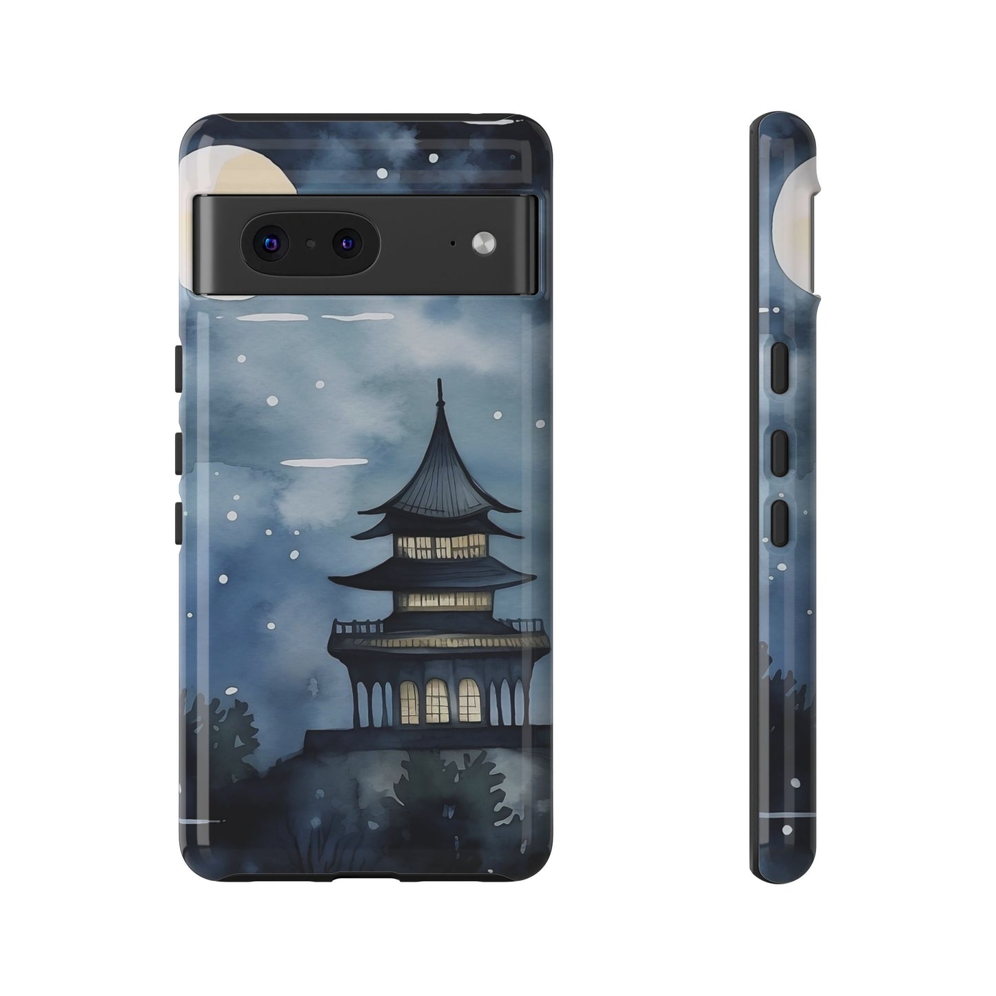 Winter Themed Phone Case, Night Sky Cell Phone Cover, Cozy Snowy Scene, Gift for Nature Lovers, Customizable Case