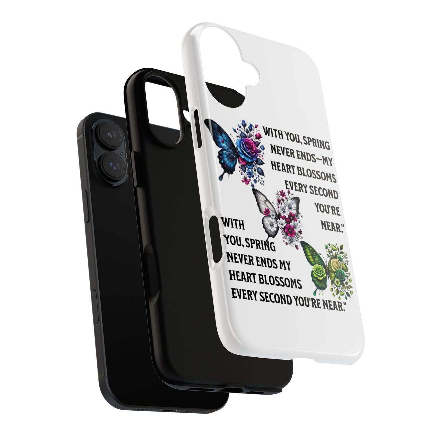 Floral Phone Case for Spring Lovers, Tough Cases, Inspirational Gift, Mother's Day Present, Floral Art Case, Butterfly Decor