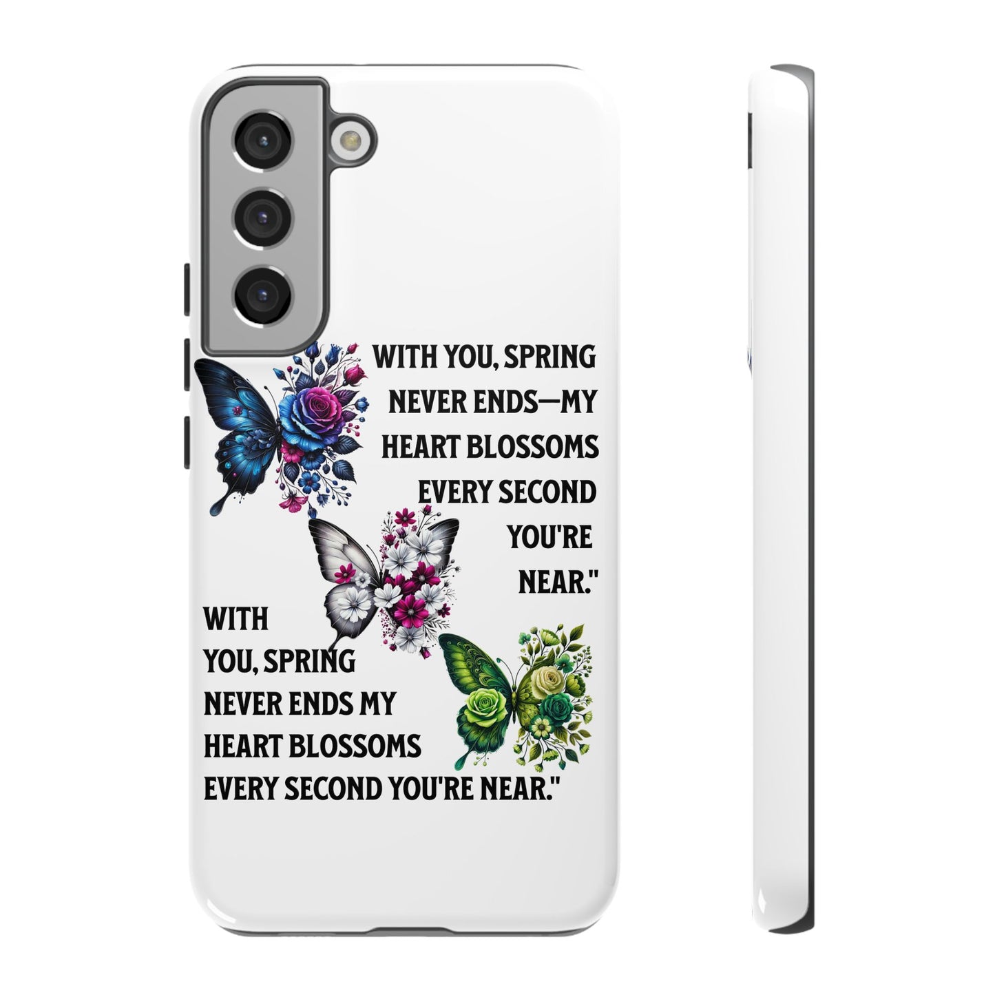 Floral Phone Case for Spring Lovers, Tough Cases, Inspirational Gift, Mother's Day Present, Floral Art Case, Butterfly Decor