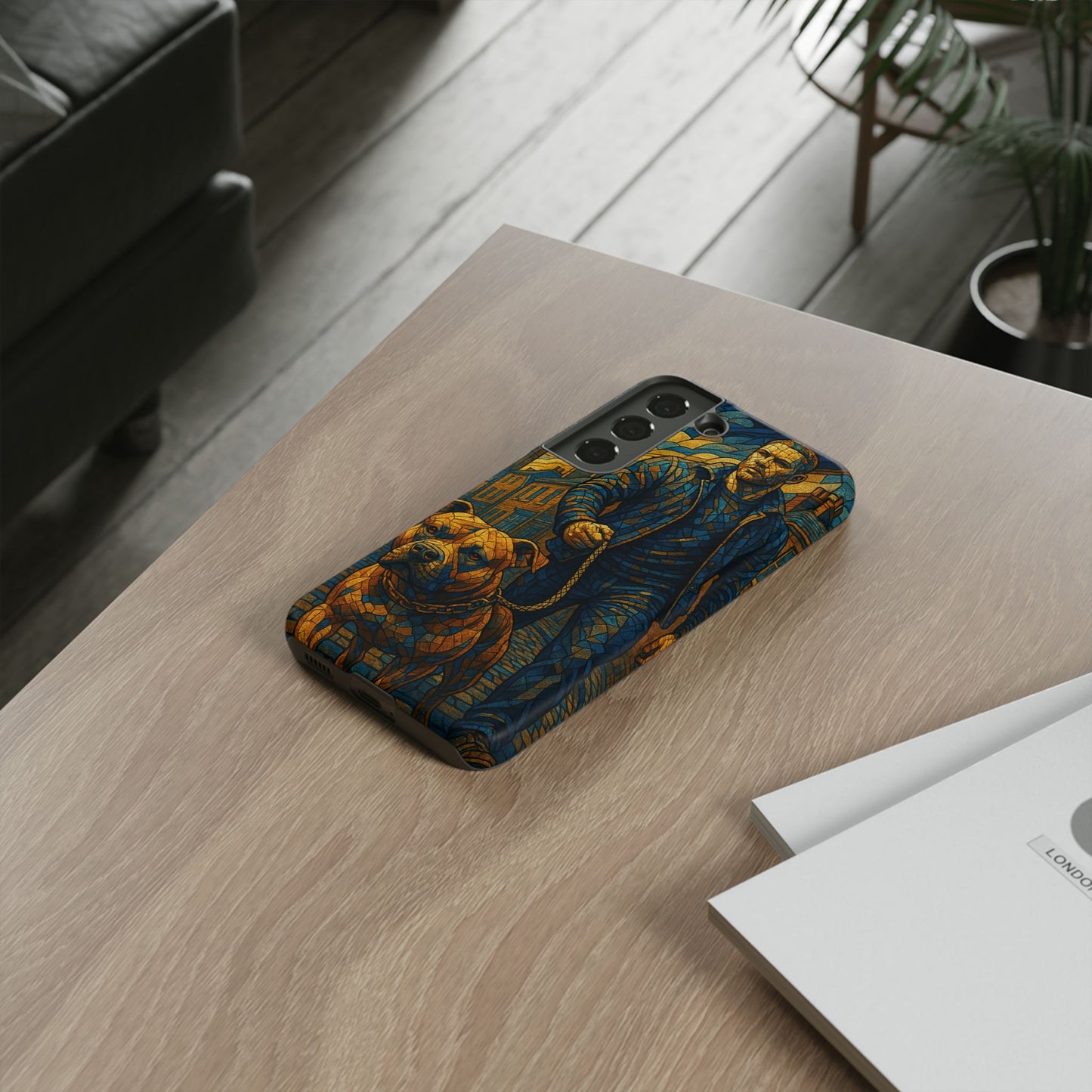 Bold Art Phone Case - Tough Cases for Dog Lovers, Unique Gift for Pet Owners, Phone Accessories for Him, Vibrant Dog Design, Stylish [...]Urban Mosaic Pitbull iPhone Case
