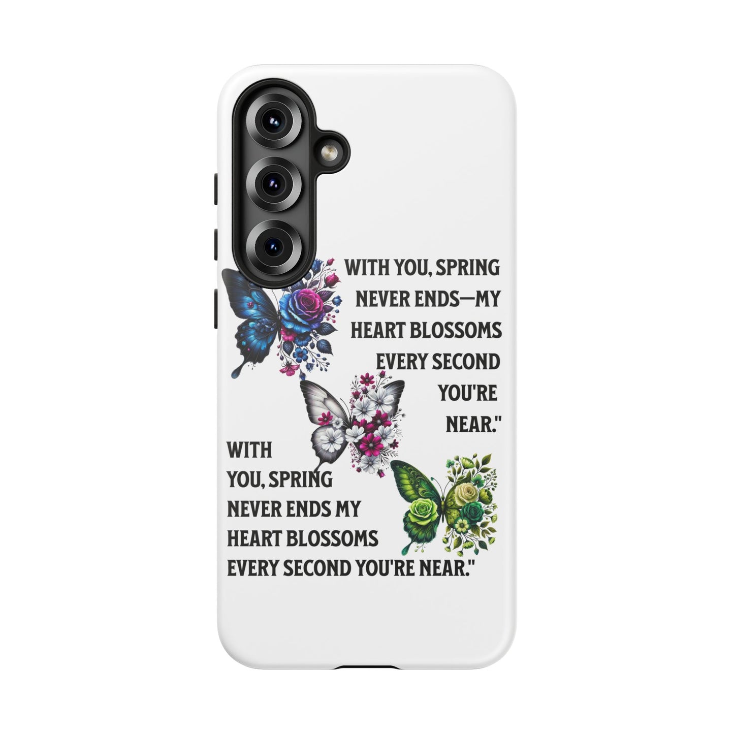 Floral Phone Case for Spring Lovers, Tough Cases, Inspirational Gift, Mother's Day Present, Floral Art Case, Butterfly Decor