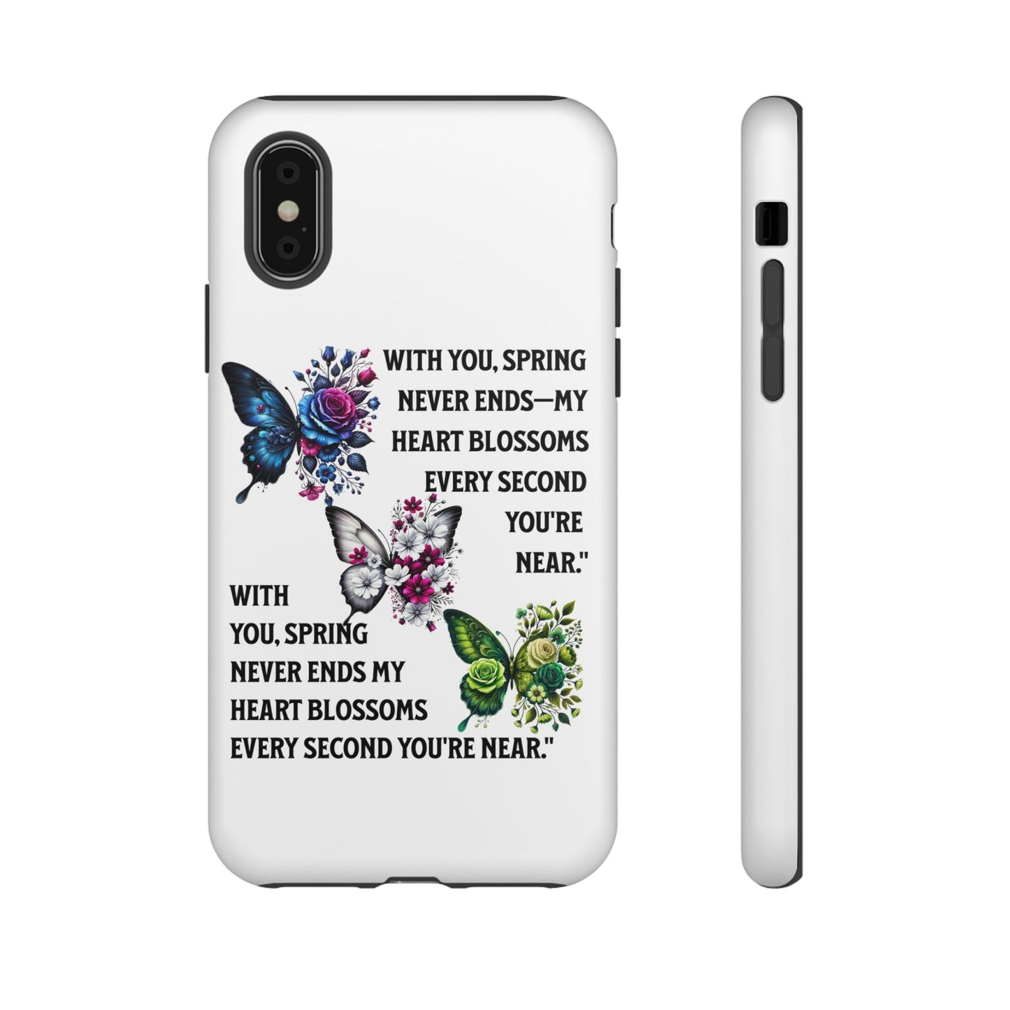 Floral Phone Case for Spring Lovers, Tough Cases, Inspirational Gift, Mother's Day Present, Floral Art Case, Butterfly Decor