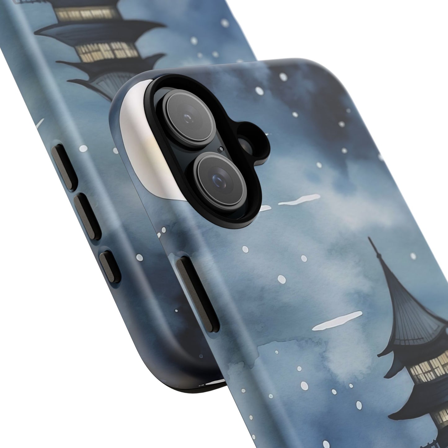Winter Themed Phone Case, Night Sky Cell Phone Cover, Cozy Snowy Scene, Gift for Nature Lovers, Customizable Case