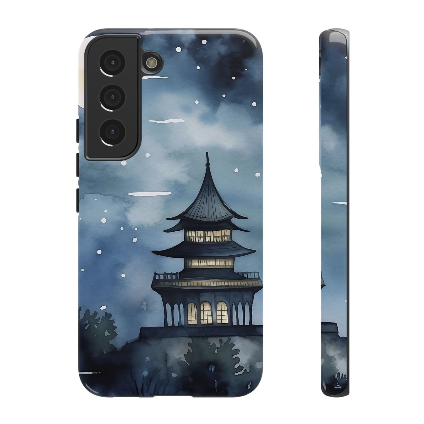 Winter Themed Phone Case, Night Sky Cell Phone Cover, Cozy Snowy Scene, Gift for Nature Lovers, Customizable Case
