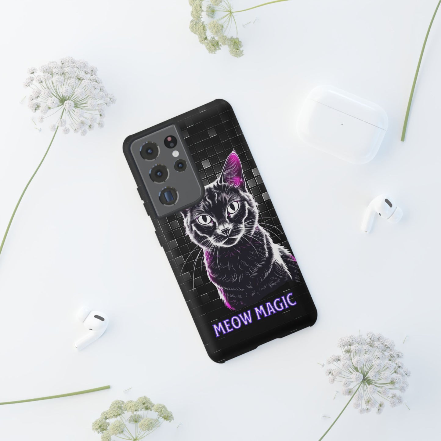 Cat Phone Case - Meow Magic, Cute Cat Lover Gift, Cat Mom Accessory, Pet-Themed Phone Cover, Stylish Cat Art Case