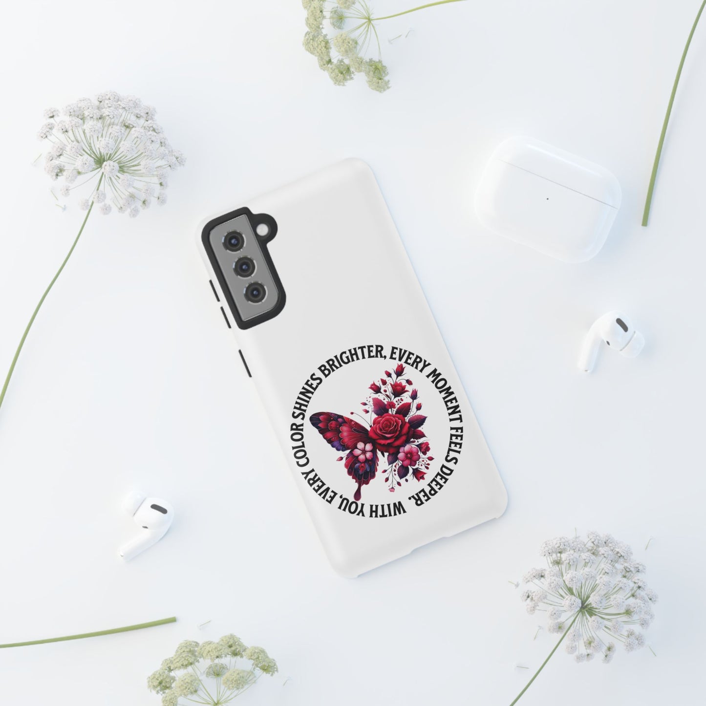 Artistic Phone Case with Butterfly and Quote, Gift for Nature Lovers, Stylish Accessory for All Occasions, Trendy Phone Cover, Floral [...]