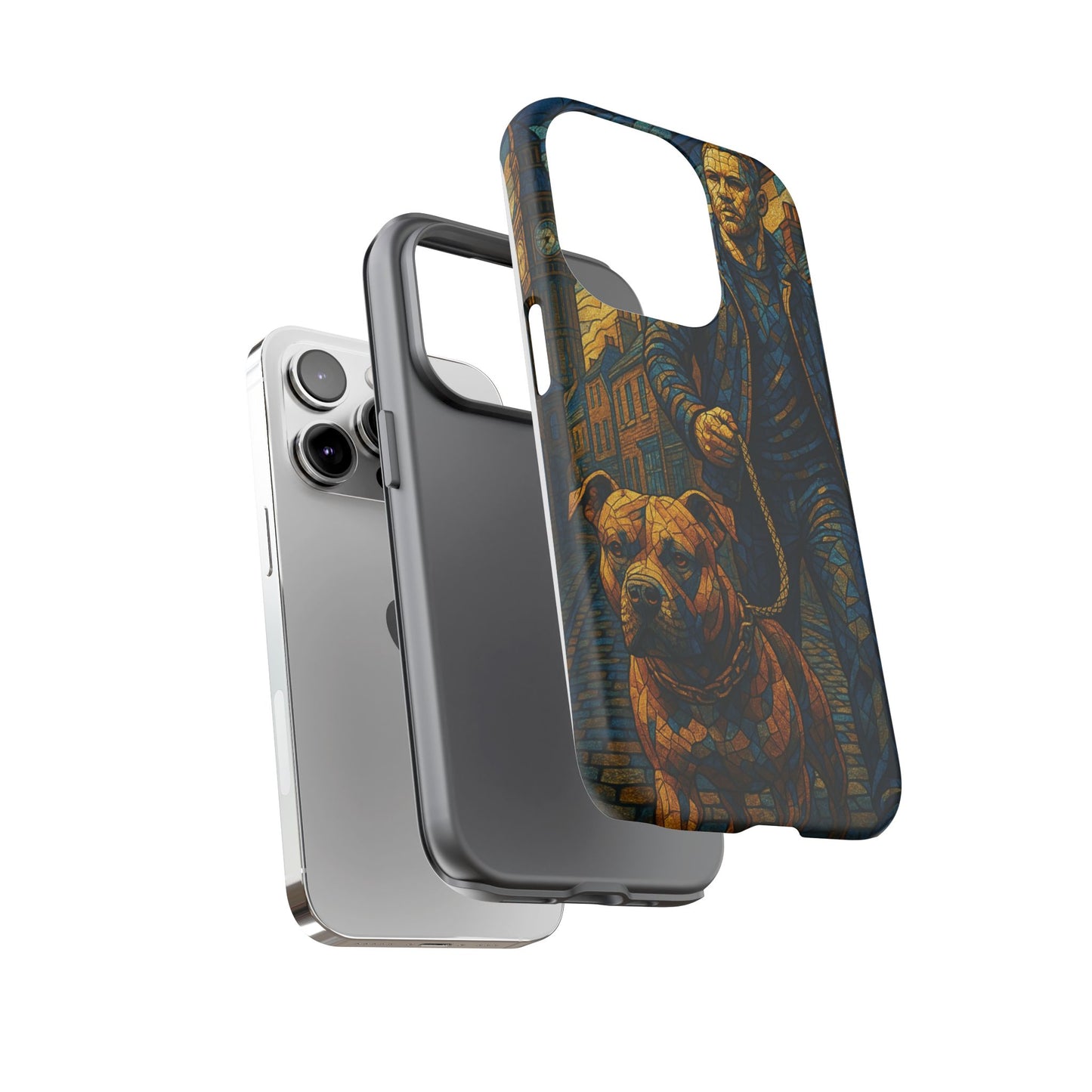 Bold Art Phone Case - Tough Cases for Dog Lovers, Unique Gift for Pet Owners, Phone Accessories for Him, Vibrant Dog Design, Stylish [...]Urban Mosaic Pitbull iPhone Case