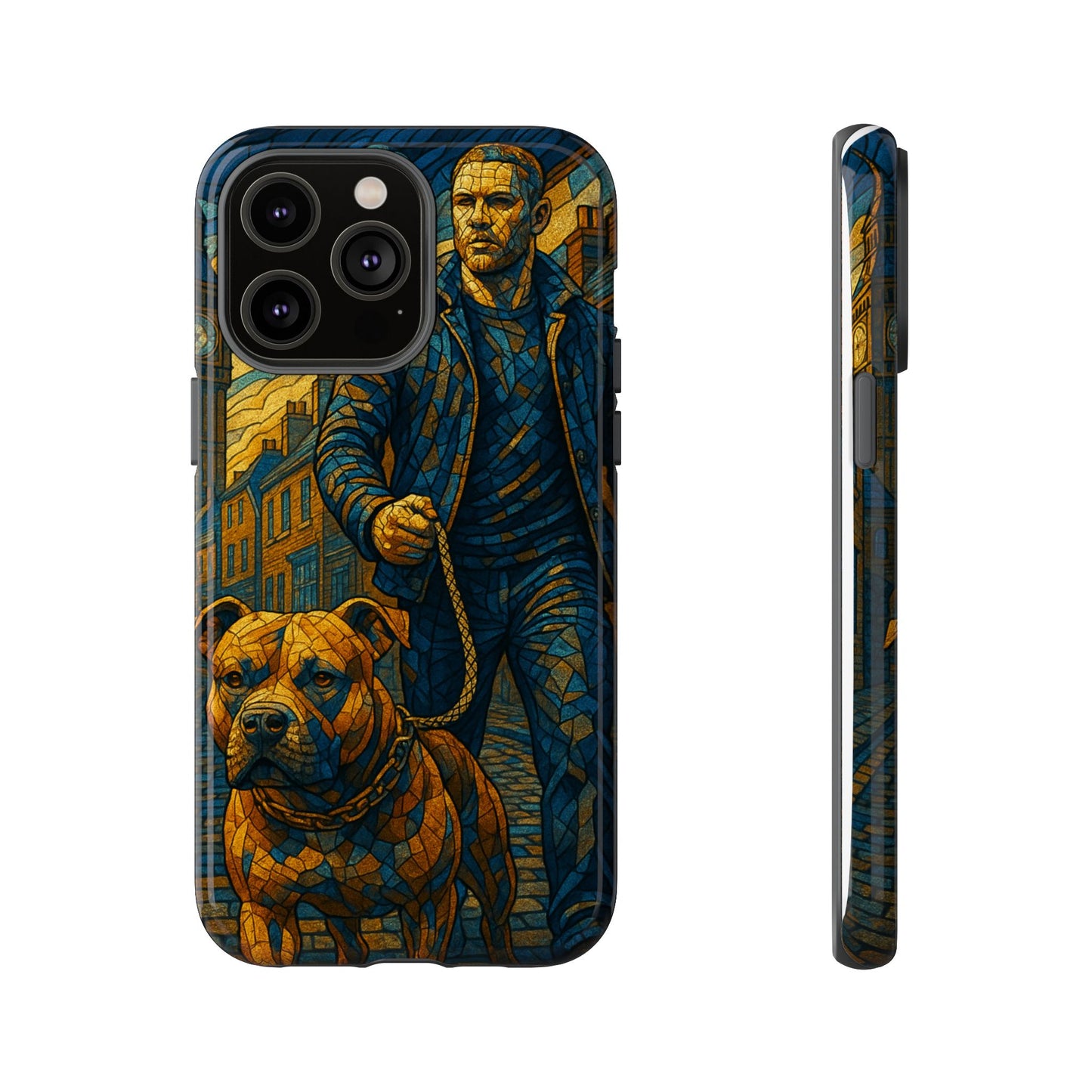 Bold Art Phone Case - Tough Cases for Dog Lovers, Unique Gift for Pet Owners, Phone Accessories for Him, Vibrant Dog Design, Stylish [...]Urban Mosaic Pitbull iPhone Case