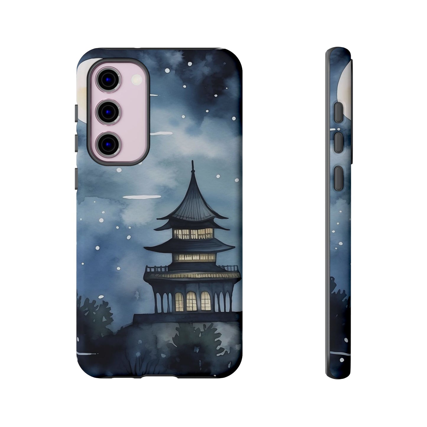 Winter Themed Phone Case, Night Sky Cell Phone Cover, Cozy Snowy Scene, Gift for Nature Lovers, Customizable Case
