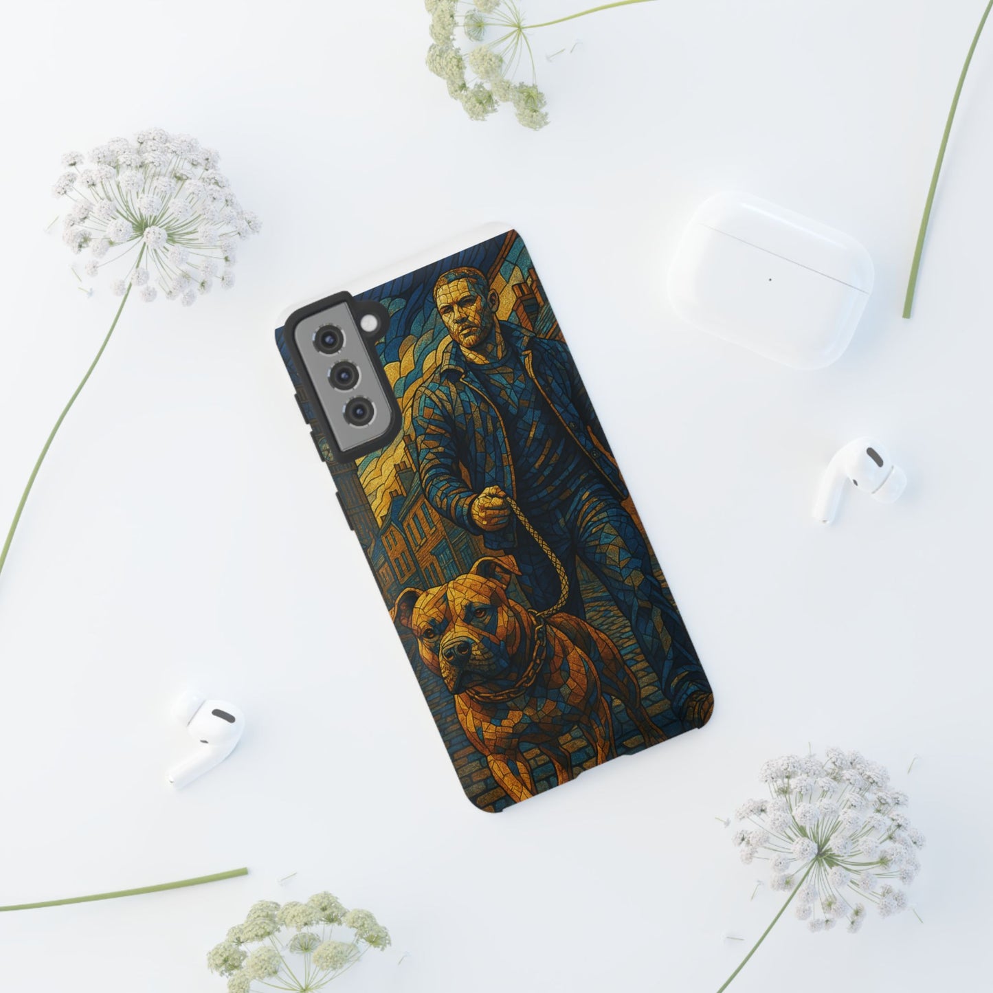 Bold Art Phone Case - Tough Cases for Dog Lovers, Unique Gift for Pet Owners, Phone Accessories for Him, Vibrant Dog Design, Stylish [...]Urban Mosaic Pitbull iPhone Case