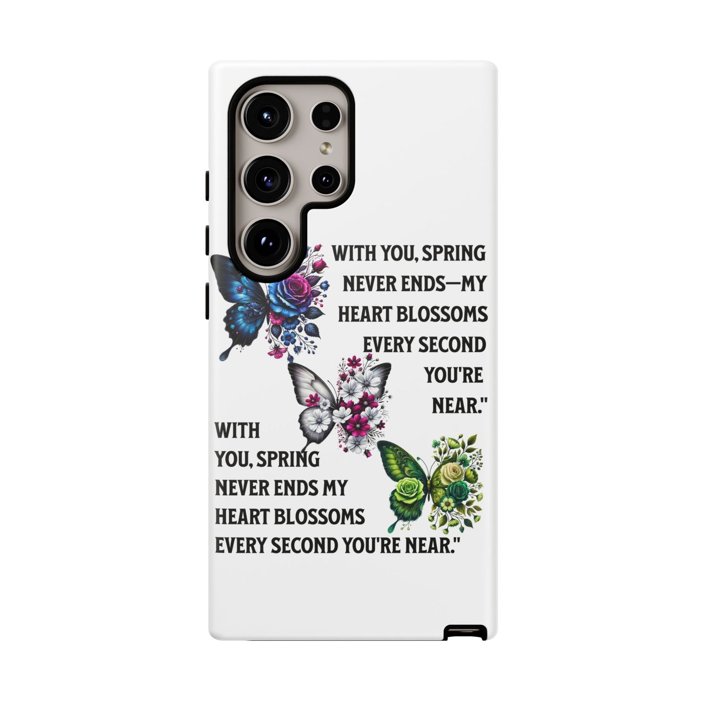 Floral Phone Case for Spring Lovers, Tough Cases, Inspirational Gift, Mother's Day Present, Floral Art Case, Butterfly Decor