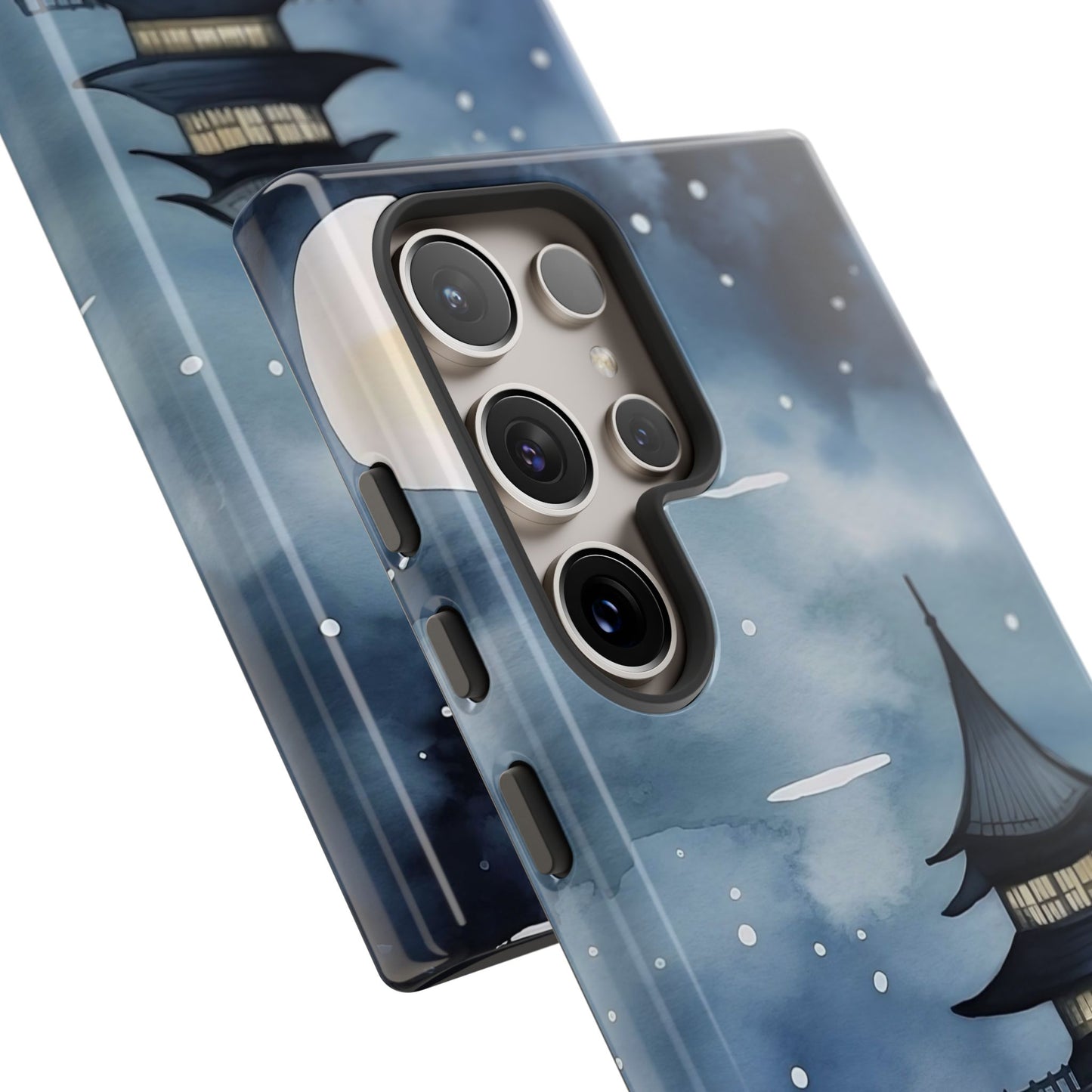 Winter Themed Phone Case, Night Sky Cell Phone Cover, Cozy Snowy Scene, Gift for Nature Lovers, Customizable Case