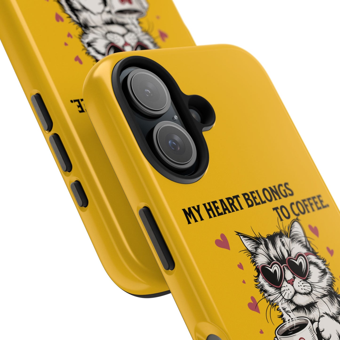 Coffee Lover Cat Phone Case - Cute Tough Phone Cover, Cat Mom Gift, Pet Lover Accessory, Coffee Addict Case, Unique Phone Protector