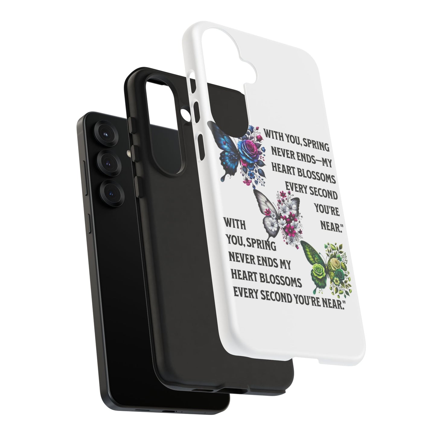Floral Phone Case for Spring Lovers, Tough Cases, Inspirational Gift, Mother's Day Present, Floral Art Case, Butterfly Decor