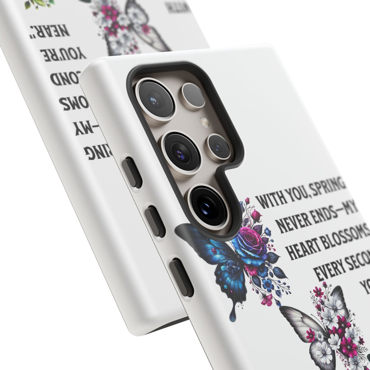 Floral Phone Case for Spring Lovers, Tough Cases, Inspirational Gift, Mother's Day Present, Floral Art Case, Butterfly Decor