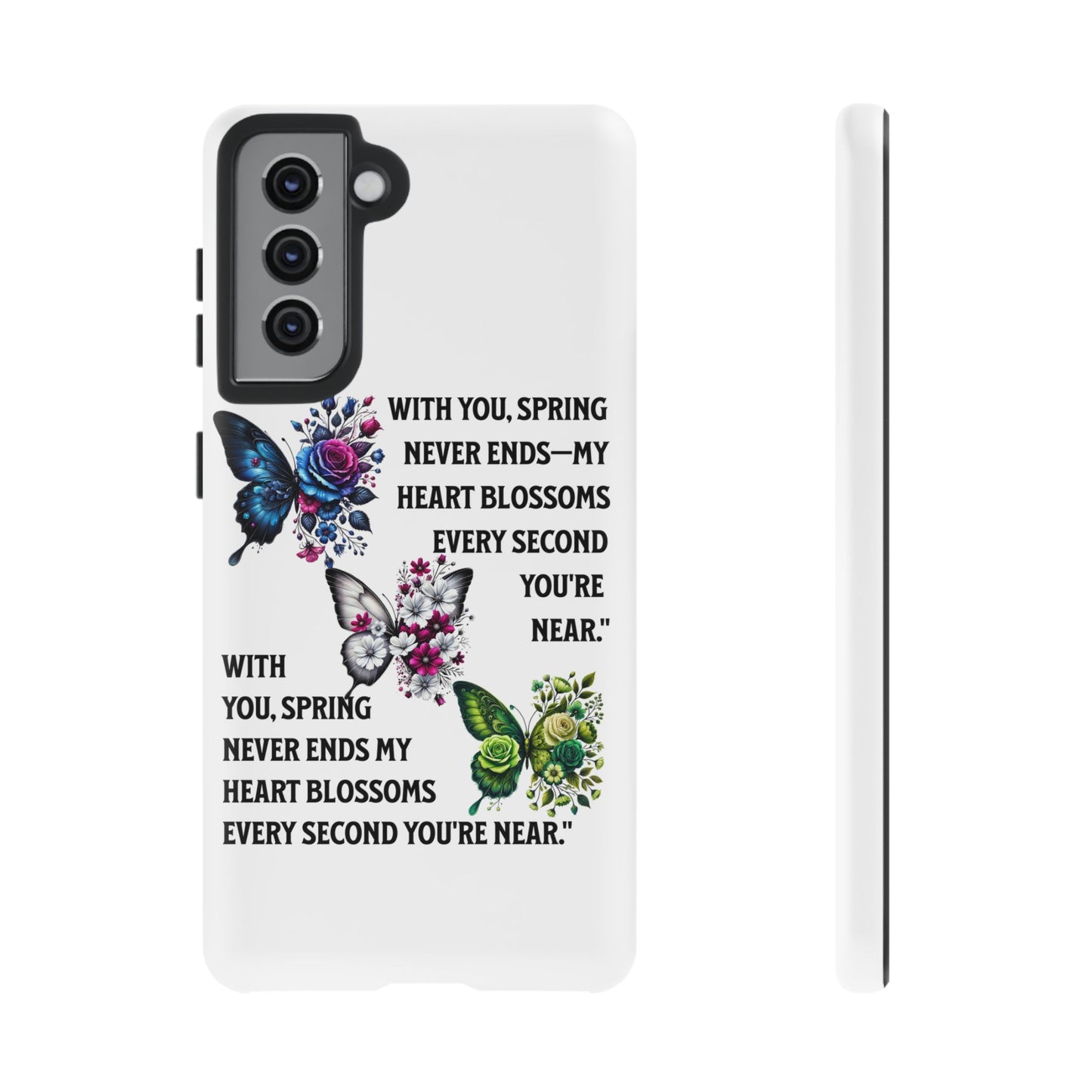 Floral Phone Case for Spring Lovers, Tough Cases, Inspirational Gift, Mother's Day Present, Floral Art Case, Butterfly Decor