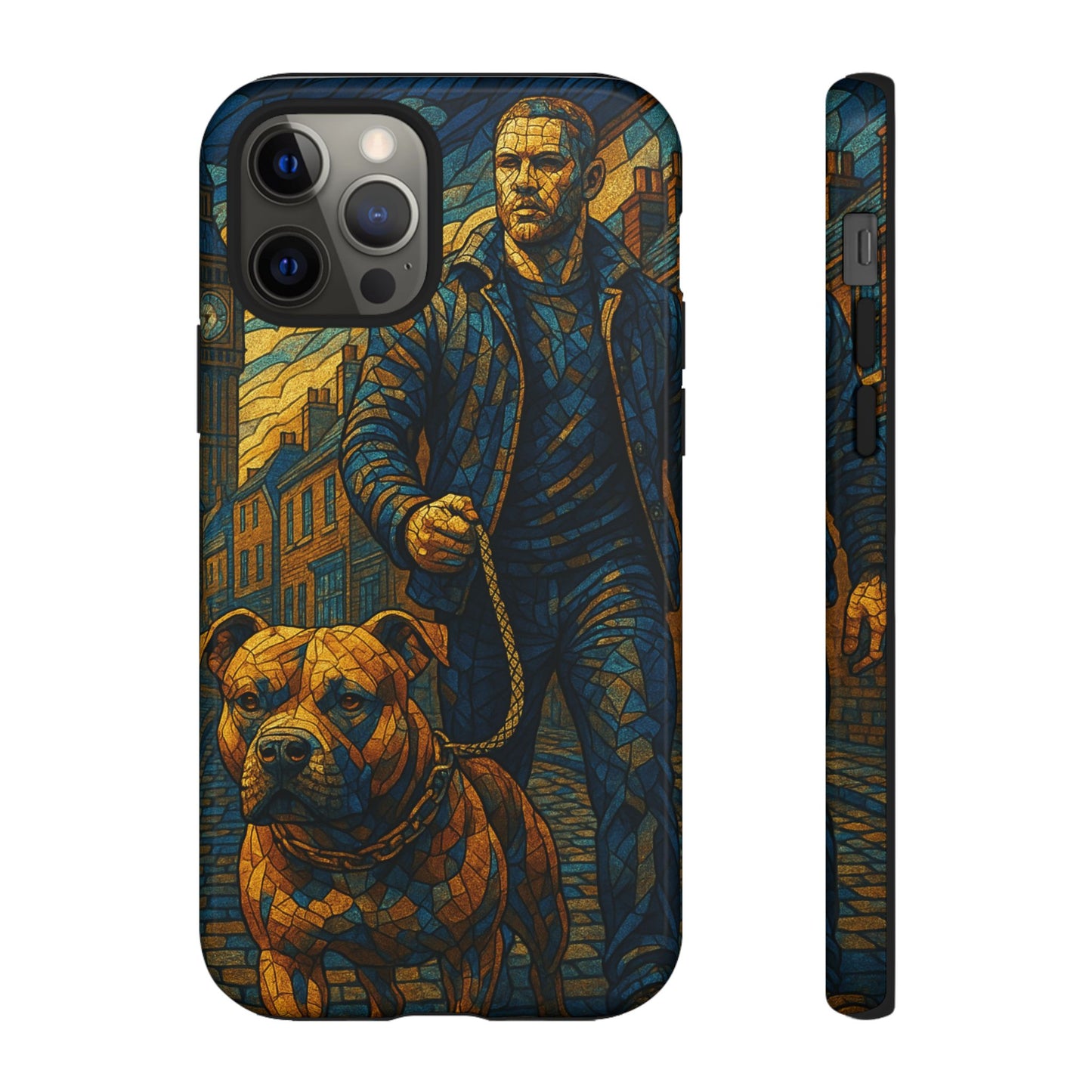 Bold Art Phone Case - Tough Cases for Dog Lovers, Unique Gift for Pet Owners, Phone Accessories for Him, Vibrant Dog Design, Stylish [...]Urban Mosaic Pitbull iPhone Case