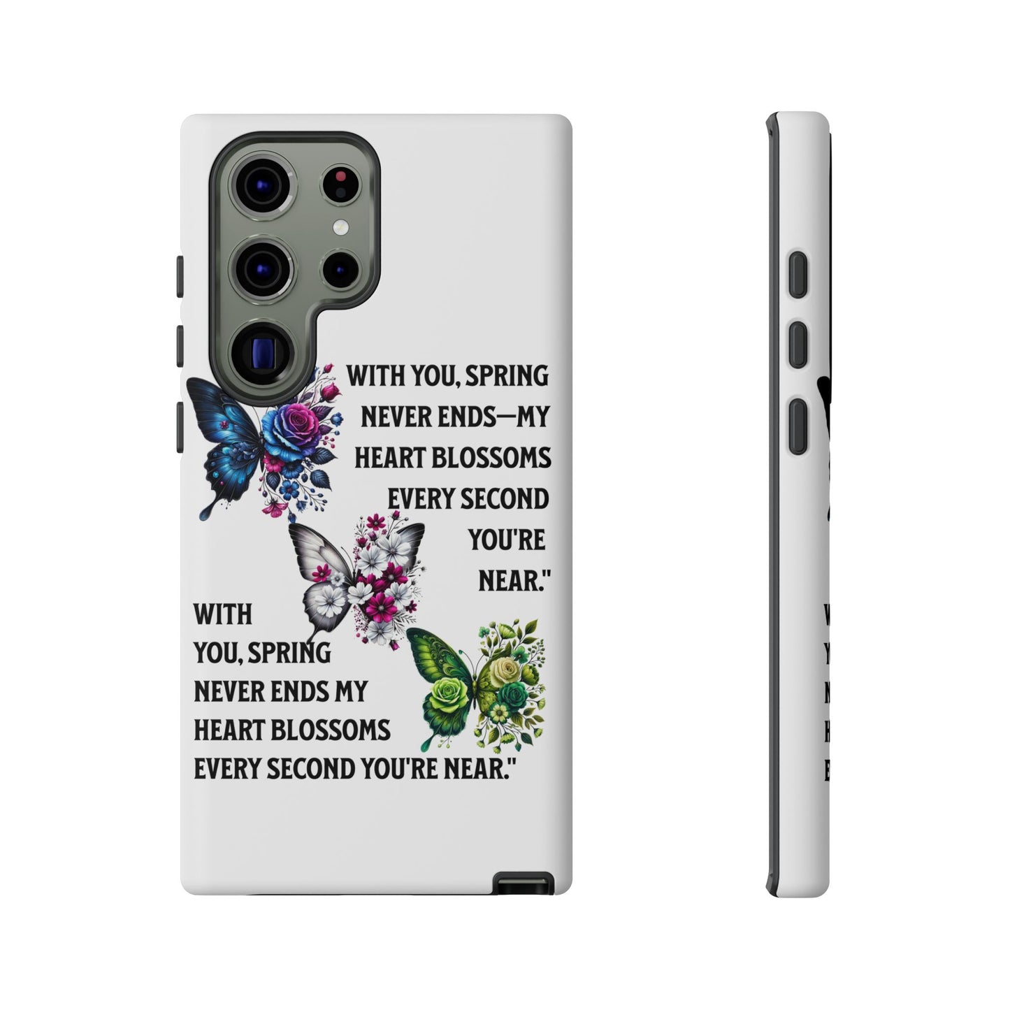 Floral Phone Case for Spring Lovers, Tough Cases, Inspirational Gift, Mother's Day Present, Floral Art Case, Butterfly Decor