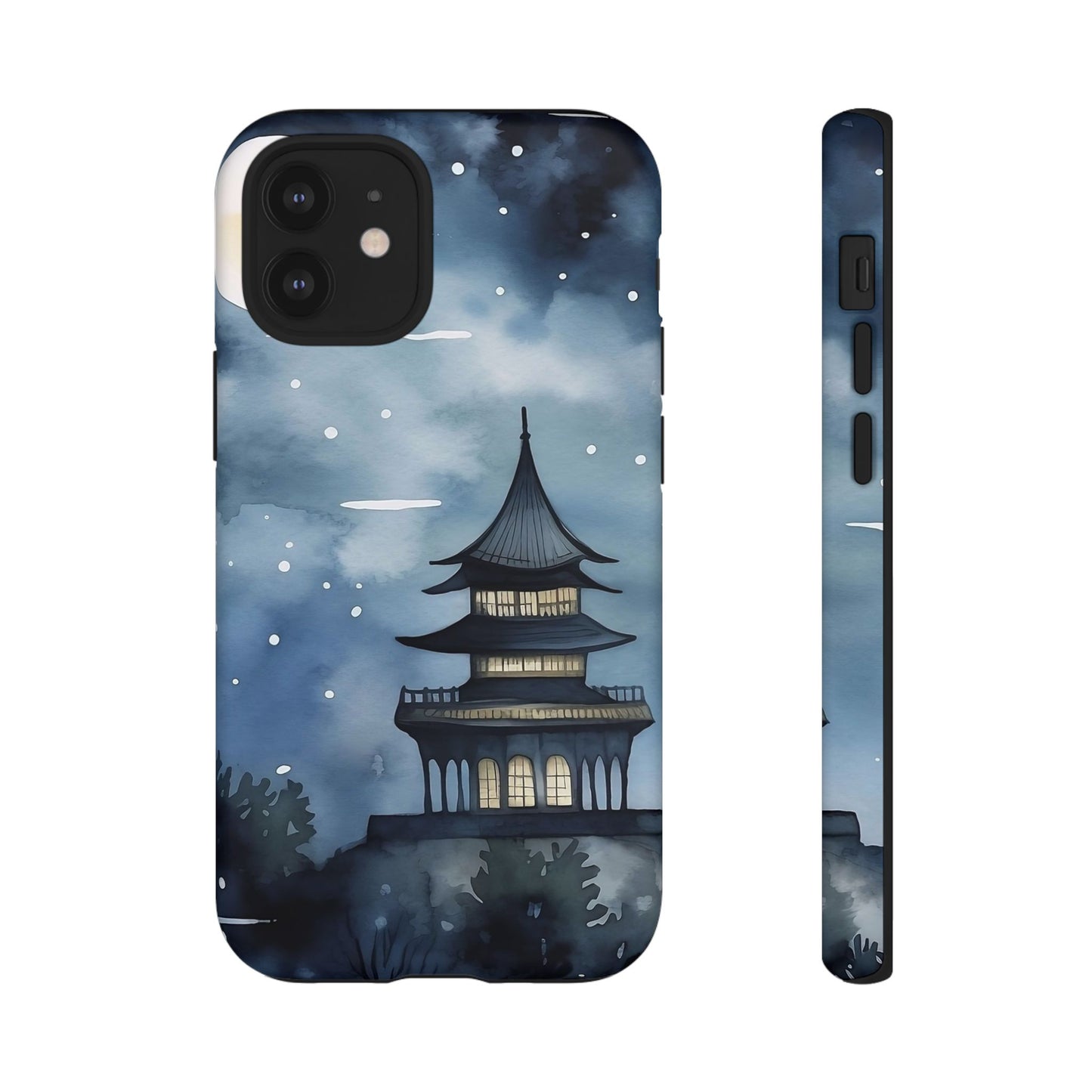 Winter Themed Phone Case, Night Sky Cell Phone Cover, Cozy Snowy Scene, Gift for Nature Lovers, Customizable Case