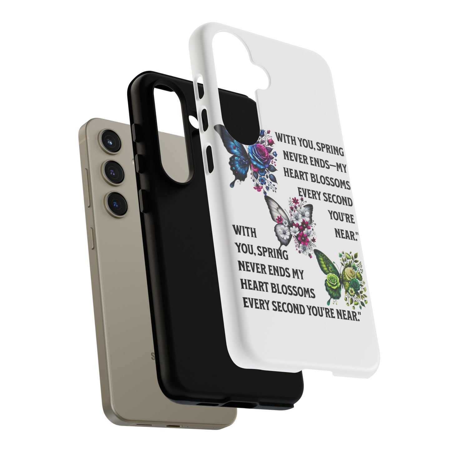 Floral Phone Case for Spring Lovers, Tough Cases, Inspirational Gift, Mother's Day Present, Floral Art Case, Butterfly Decor