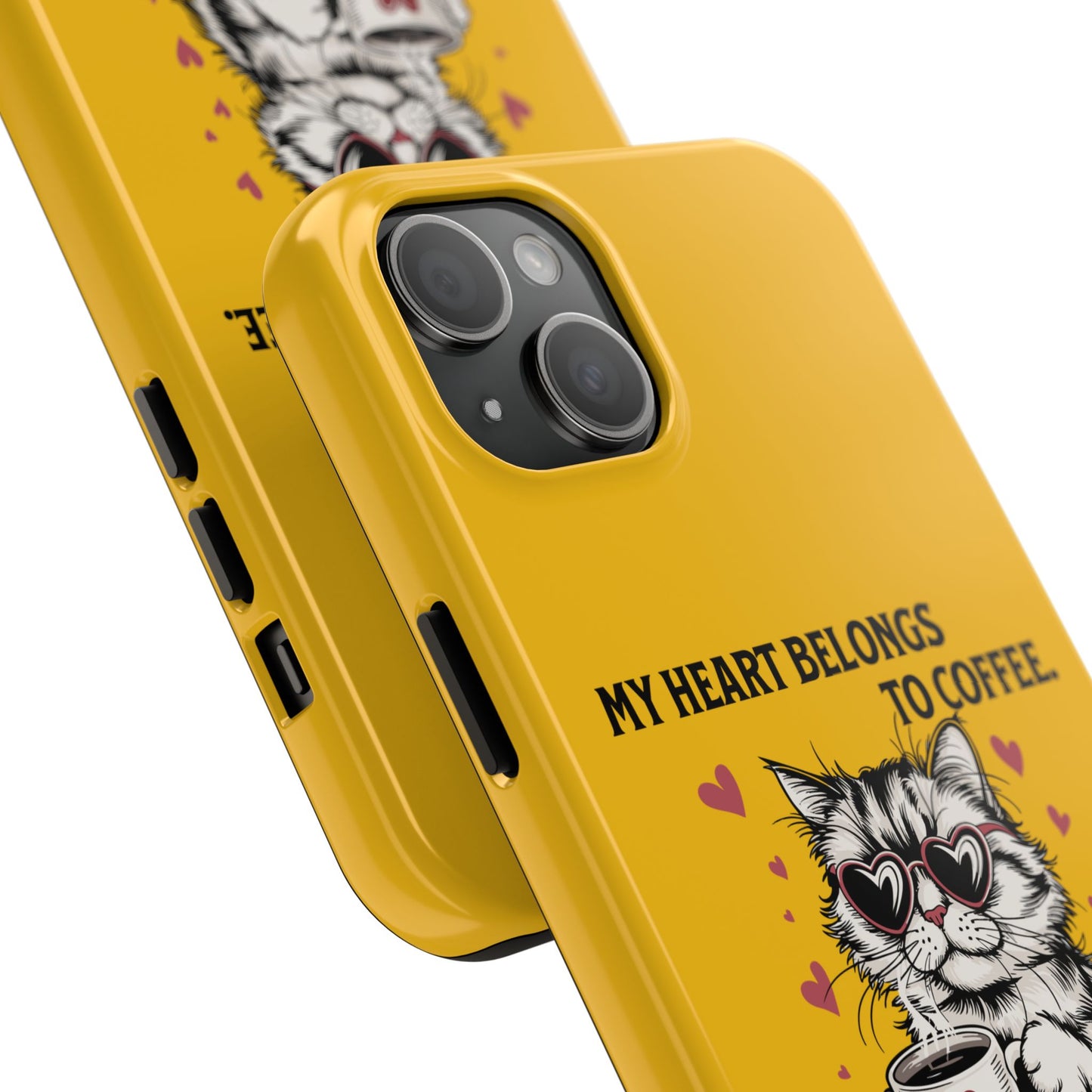 Coffee Lover Cat Phone Case - Cute Tough Phone Cover, Cat Mom Gift, Pet Lover Accessory, Coffee Addict Case, Unique Phone Protector