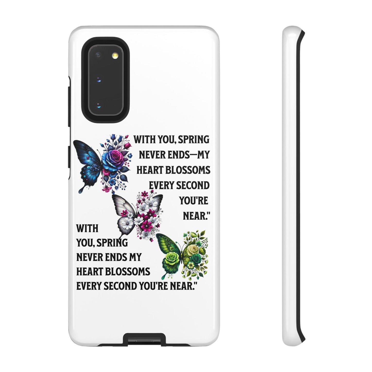 Floral Phone Case for Spring Lovers, Tough Cases, Inspirational Gift, Mother's Day Present, Floral Art Case, Butterfly Decor