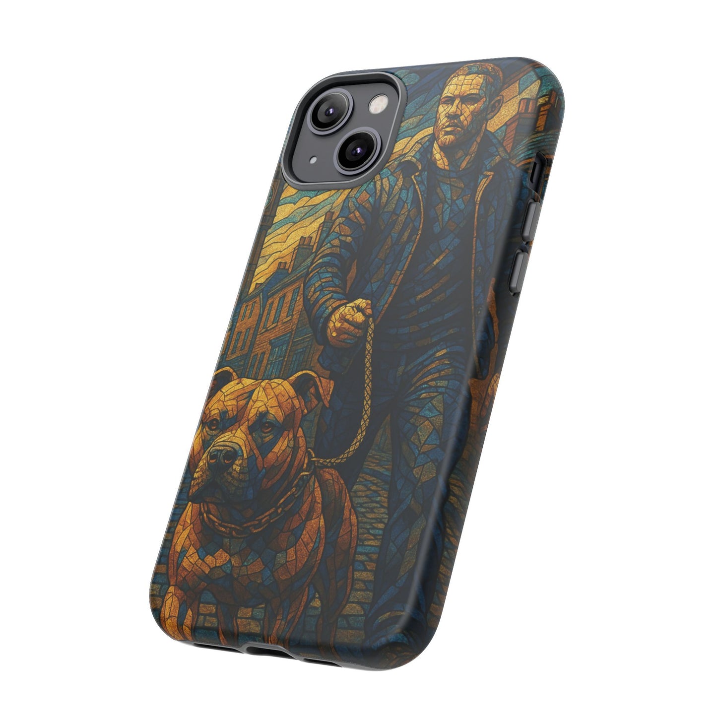 Bold Art Phone Case - Tough Cases for Dog Lovers, Unique Gift for Pet Owners, Phone Accessories for Him, Vibrant Dog Design, Stylish [...]Urban Mosaic Pitbull iPhone Case