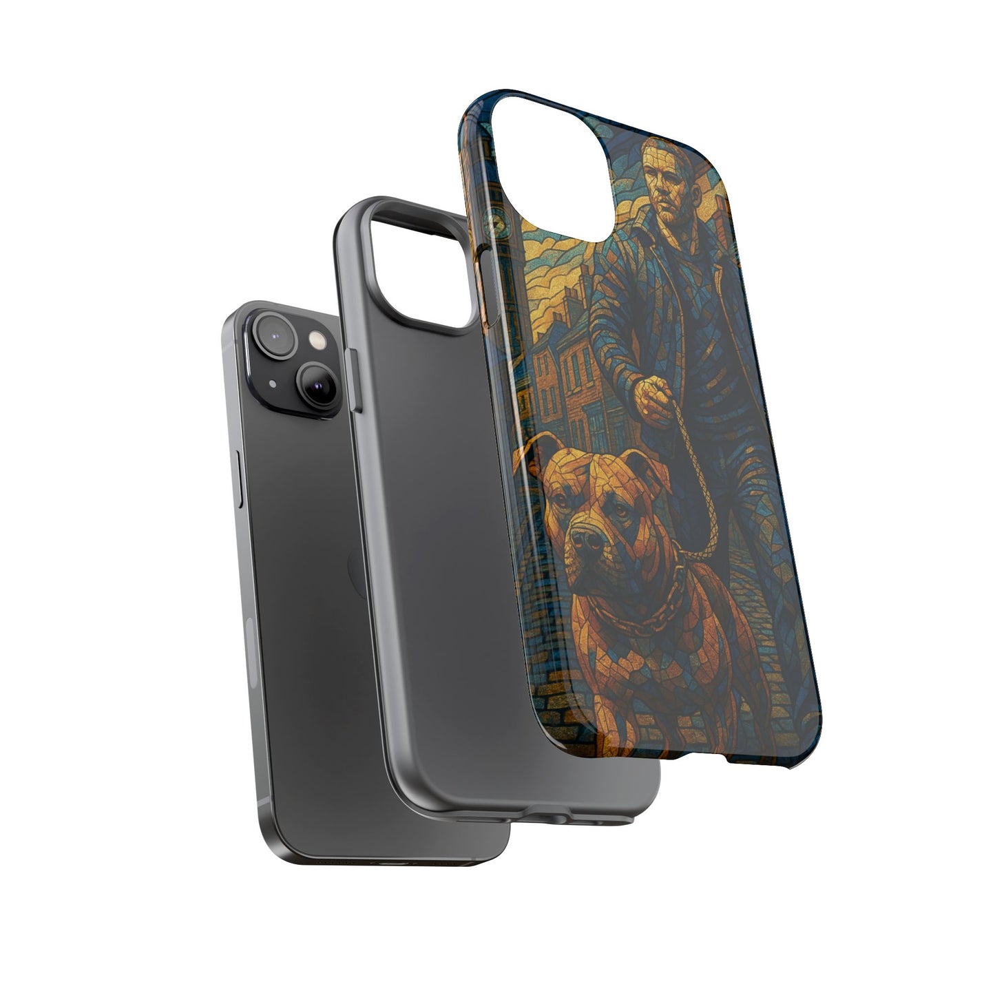 Bold Art Phone Case - Tough Cases for Dog Lovers, Unique Gift for Pet Owners, Phone Accessories for Him, Vibrant Dog Design, Stylish [...]Urban Mosaic Pitbull iPhone Case