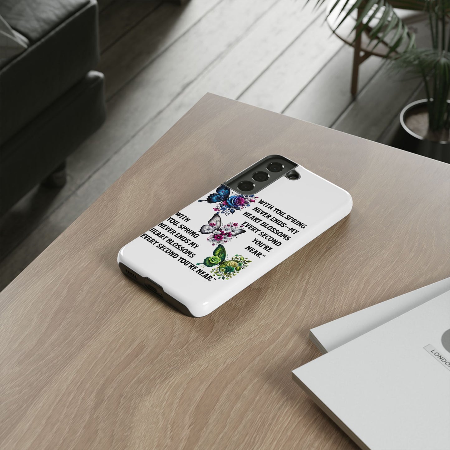 Floral Phone Case for Spring Lovers, Tough Cases, Inspirational Gift, Mother's Day Present, Floral Art Case, Butterfly Decor