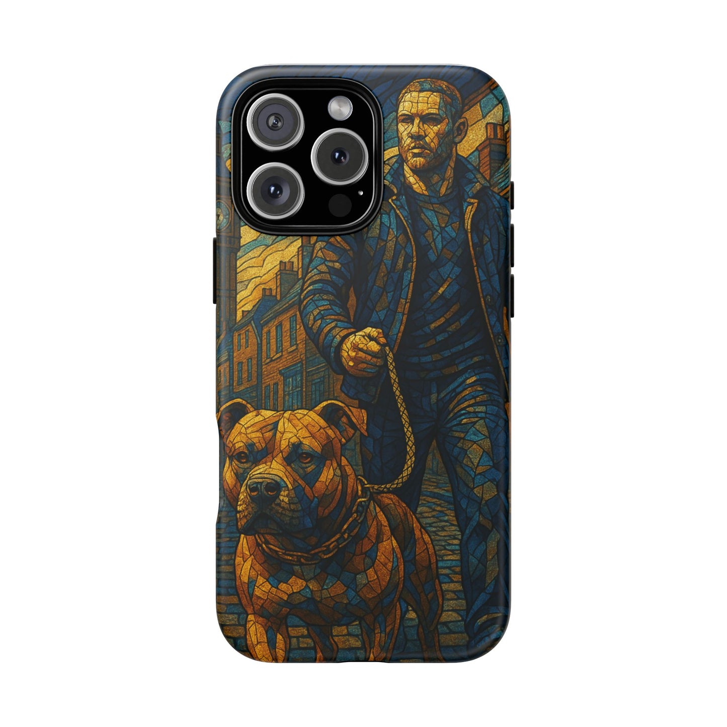 Bold Art Phone Case - Tough Cases for Dog Lovers, Unique Gift for Pet Owners, Phone Accessories for Him, Vibrant Dog Design, Stylish [...]Urban Mosaic Pitbull iPhone Case