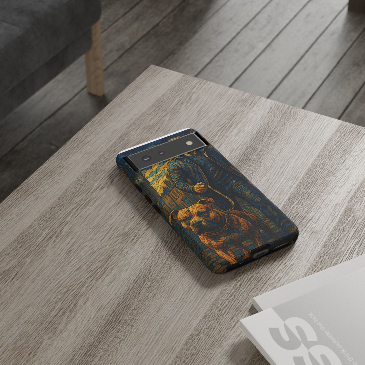 Bold Art Phone Case - Tough Cases for Dog Lovers, Unique Gift for Pet Owners, Phone Accessories for Him, Vibrant Dog Design, Stylish [...]Urban Mosaic Pitbull iPhone Case