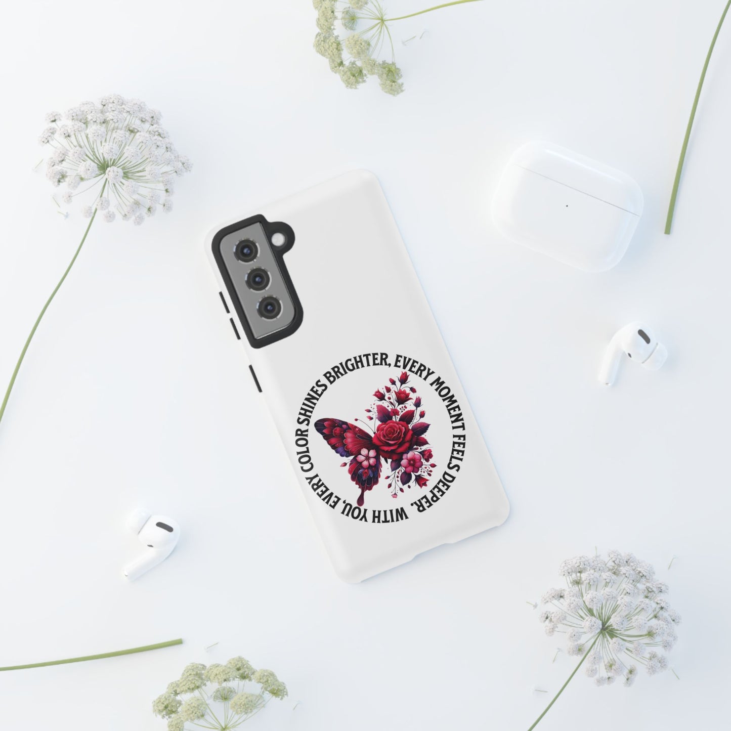 Artistic Phone Case with Butterfly and Quote, Gift for Nature Lovers, Stylish Accessory for All Occasions, Trendy Phone Cover, Floral [...]
