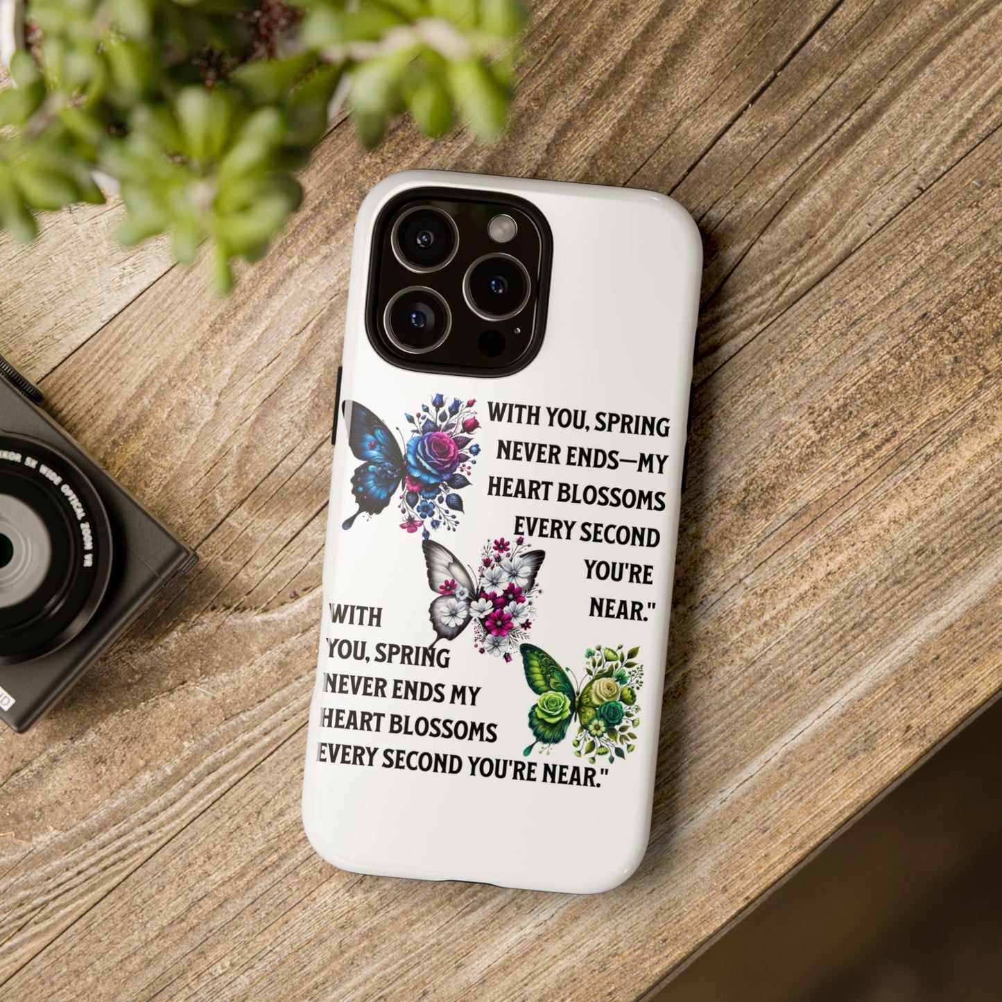 Floral Phone Case for Spring Lovers, Tough Cases, Inspirational Gift, Mother's Day Present, Floral Art Case, Butterfly Decor