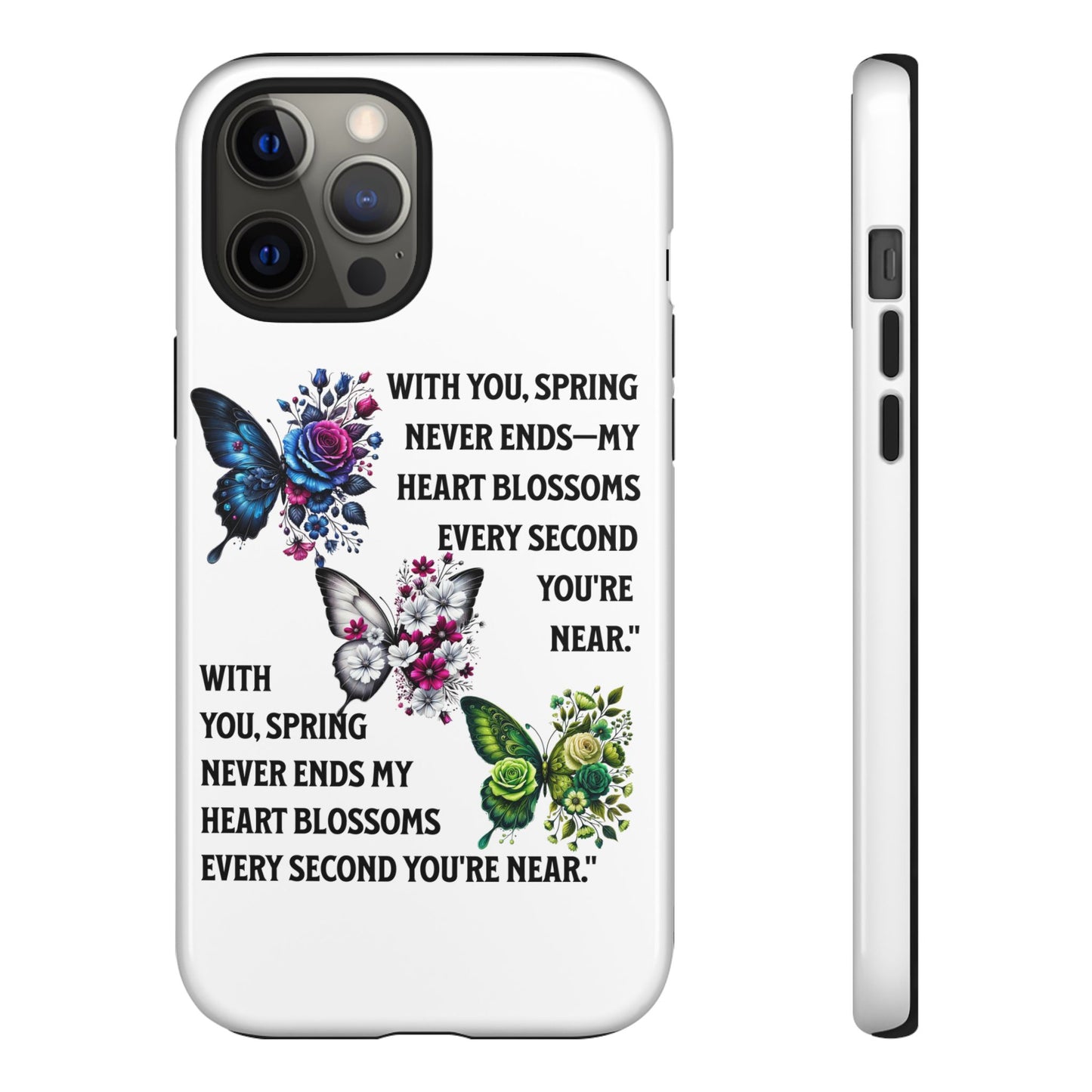 Floral Phone Case for Spring Lovers, Tough Cases, Inspirational Gift, Mother's Day Present, Floral Art Case, Butterfly Decor