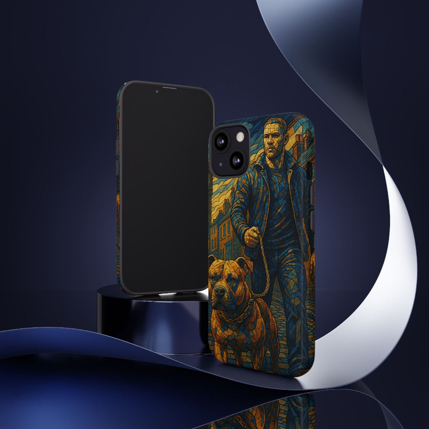 Bold Art Phone Case - Tough Cases for Dog Lovers, Unique Gift for Pet Owners, Phone Accessories for Him, Vibrant Dog Design, Stylish [...]Urban Mosaic Pitbull iPhone Case