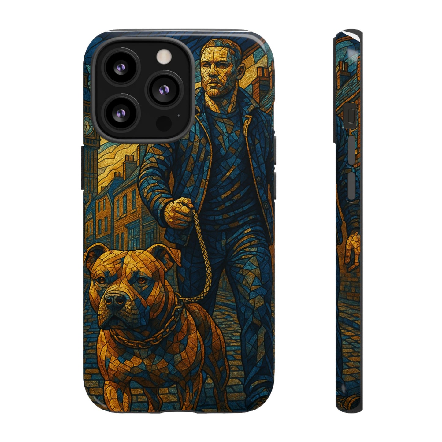 Bold Art Phone Case - Tough Cases for Dog Lovers, Unique Gift for Pet Owners, Phone Accessories for Him, Vibrant Dog Design, Stylish [...]Urban Mosaic Pitbull iPhone Case