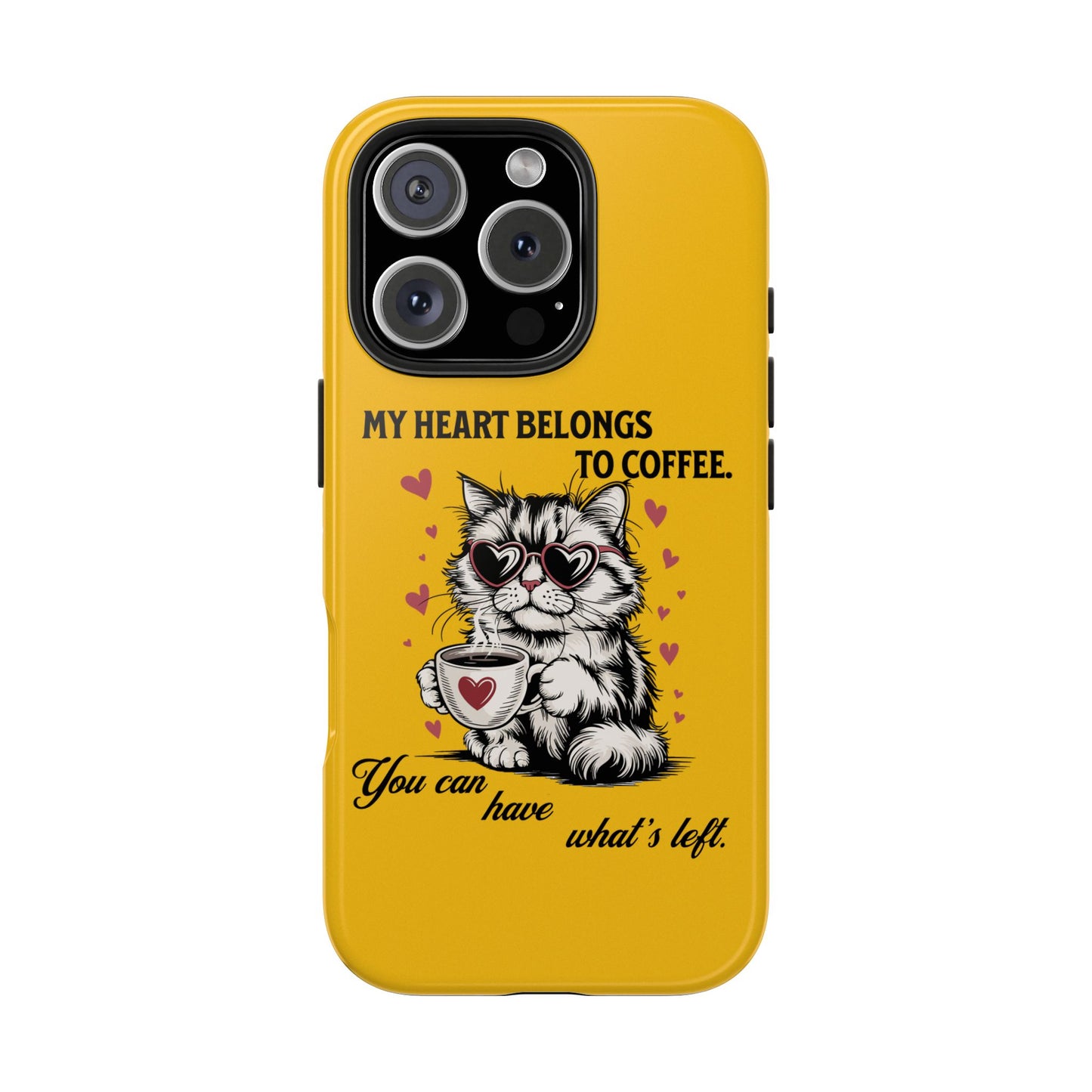 Coffee Lover Cat Phone Case - Cute Tough Phone Cover, Cat Mom Gift, Pet Lover Accessory, Coffee Addict Case, Unique Phone Protector