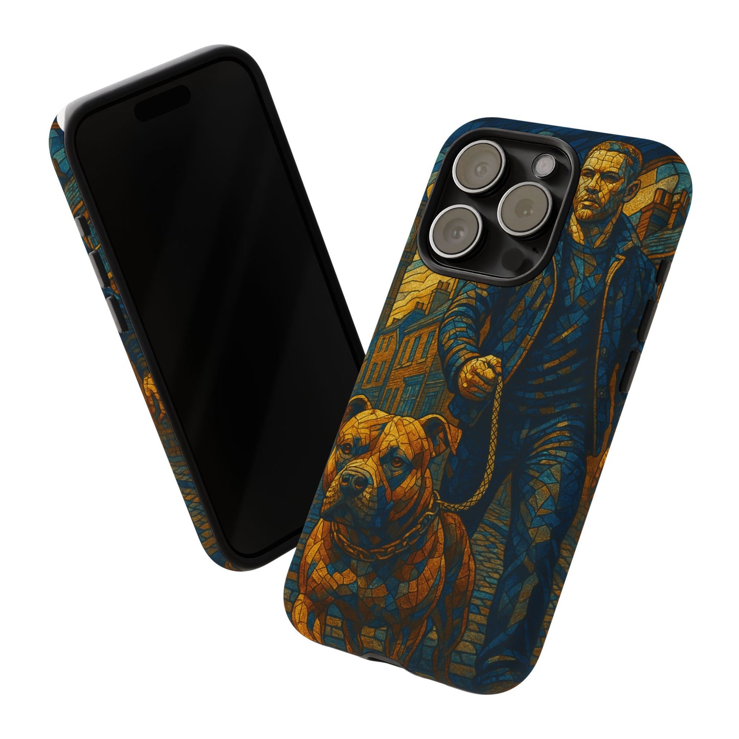 Bold Art Phone Case - Tough Cases for Dog Lovers, Unique Gift for Pet Owners, Phone Accessories for Him, Vibrant Dog Design, Stylish [...]Urban Mosaic Pitbull iPhone Case