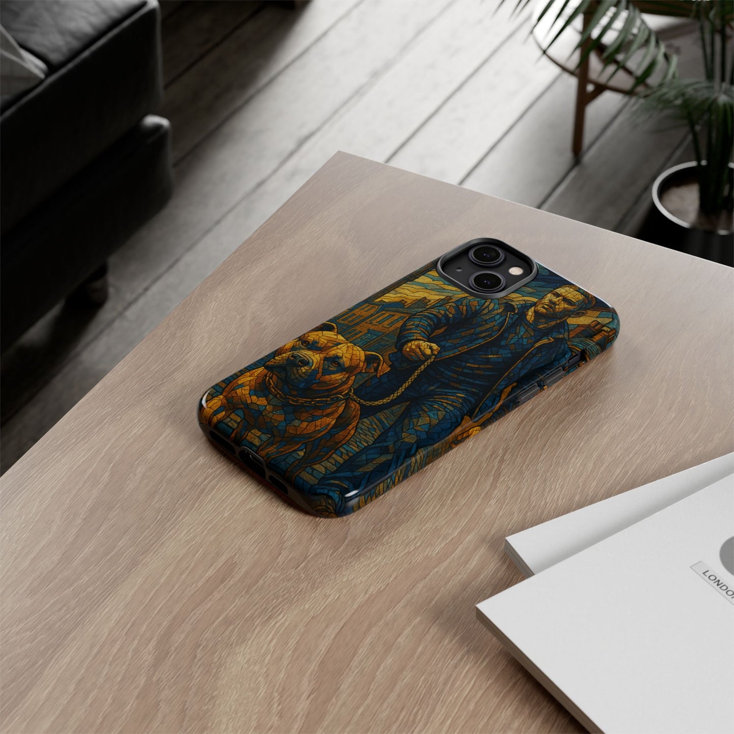 Bold Art Phone Case - Tough Cases for Dog Lovers, Unique Gift for Pet Owners, Phone Accessories for Him, Vibrant Dog Design, Stylish [...]Urban Mosaic Pitbull iPhone Case