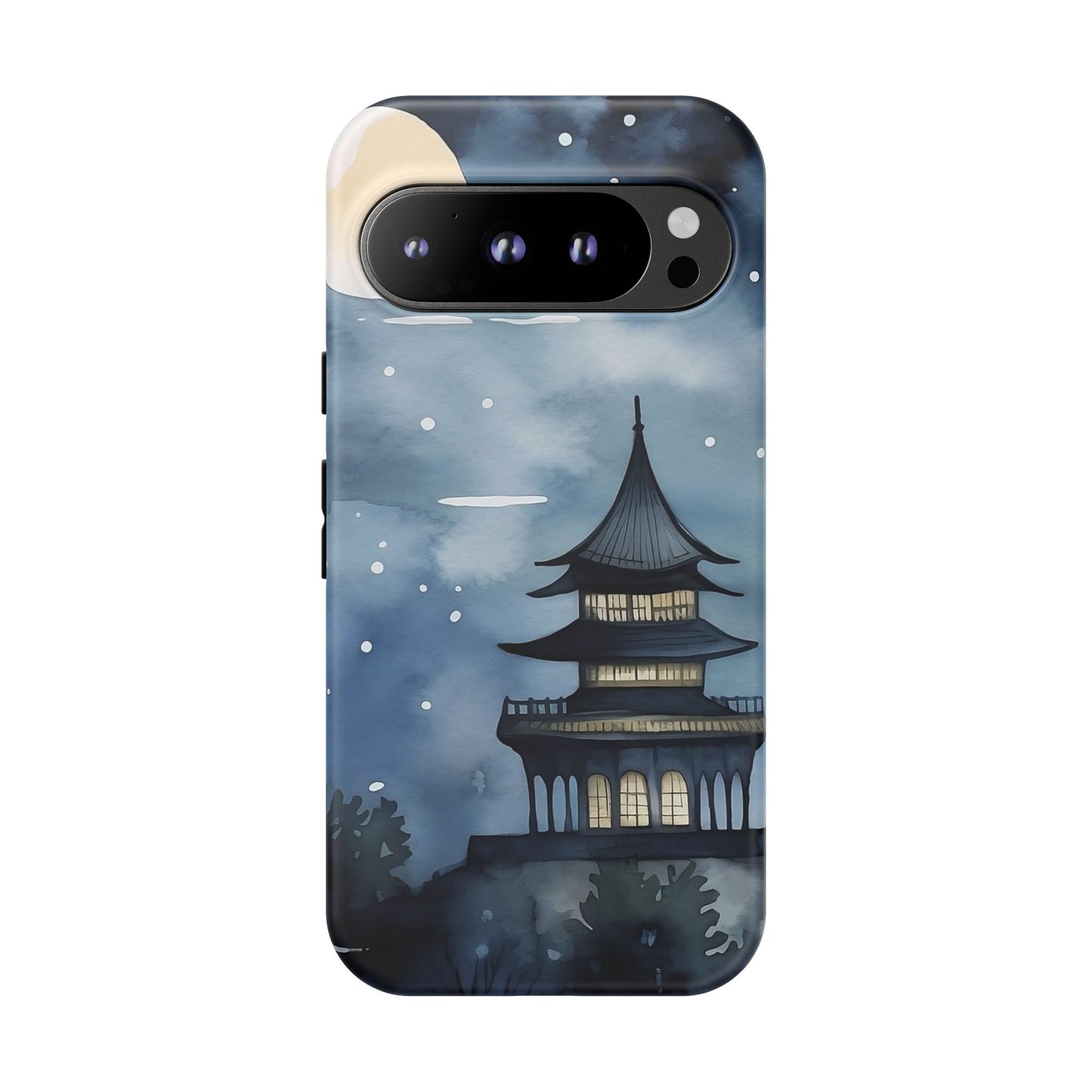 Winter Themed Phone Case, Night Sky Cell Phone Cover, Cozy Snowy Scene, Gift for Nature Lovers, Customizable Case