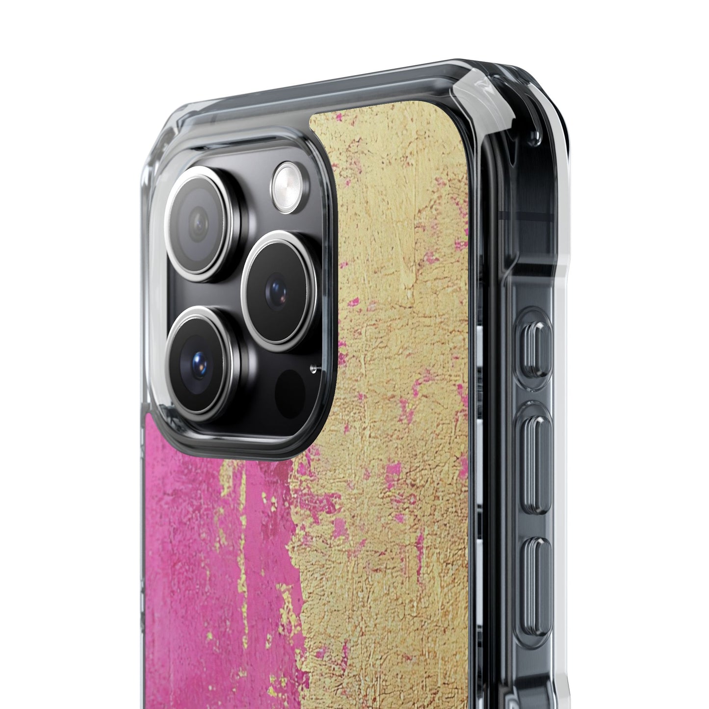 Stylish Magnetic Phone Case, Pink and Gold Phone Cover, Clear Impact Case for iPhone, Trendy Phone Accessories, Unique Gift Idea