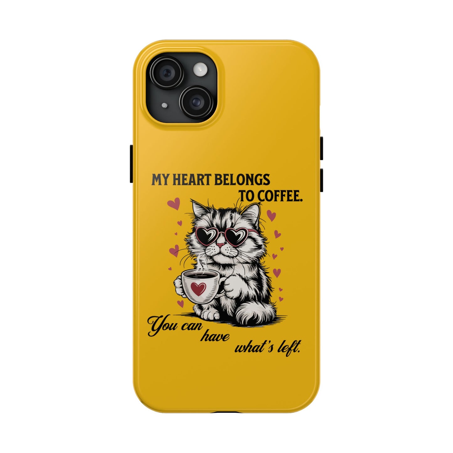 Coffee Lover Cat Phone Case - Cute Tough Phone Cover, Cat Mom Gift, Pet Lover Accessory, Coffee Addict Case, Unique Phone Protector
