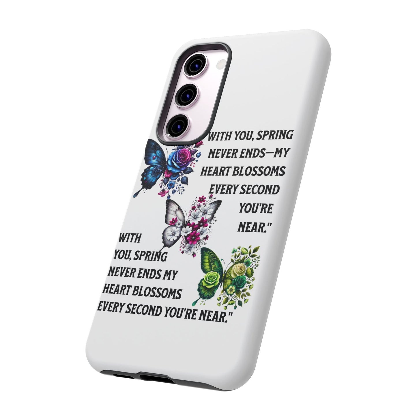 Floral Phone Case for Spring Lovers, Tough Cases, Inspirational Gift, Mother's Day Present, Floral Art Case, Butterfly Decor